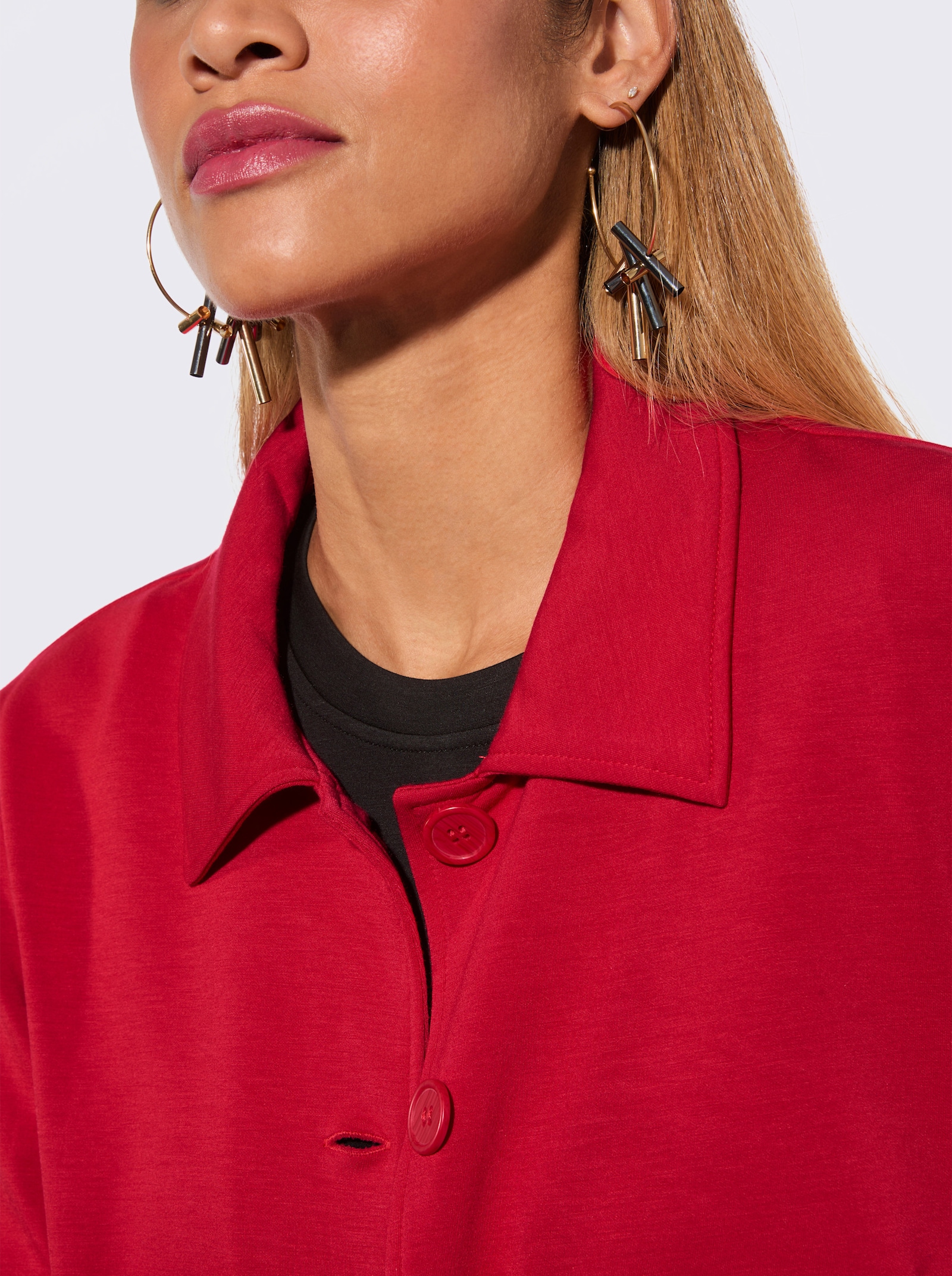 Blouson-Blazer in Interlock-Qualität - rot