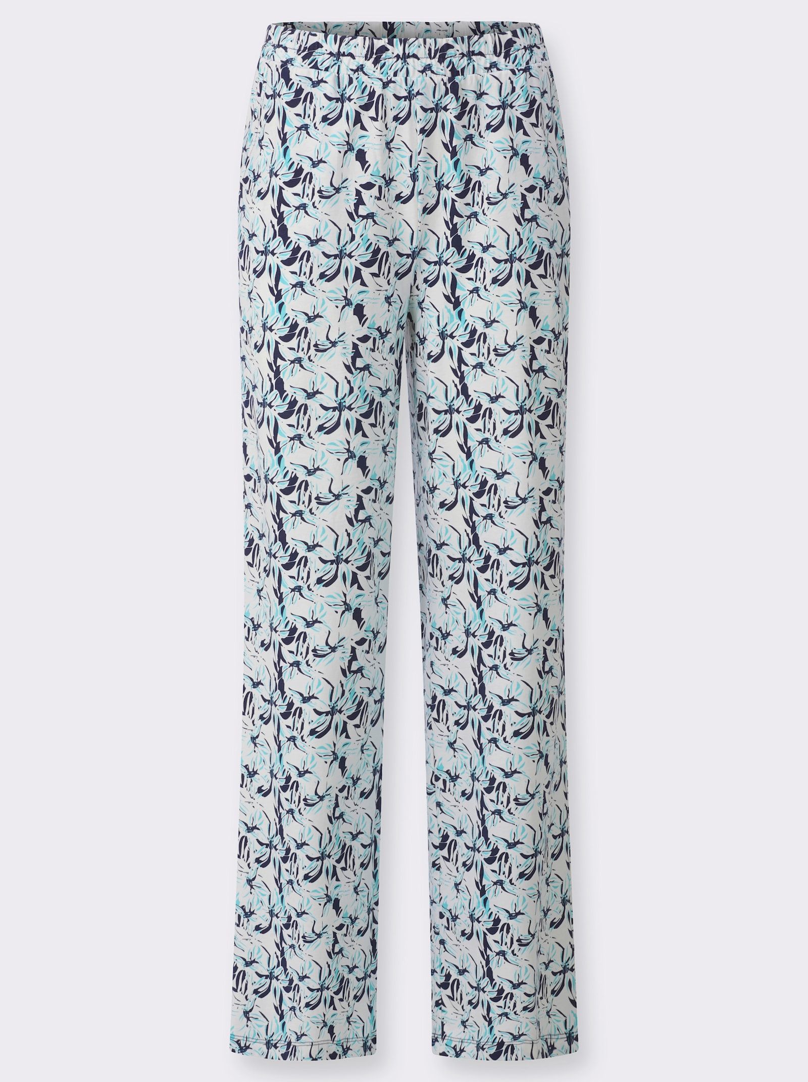 Vrijetijdsbroek met bloemdessin - ecru/marine geprint
