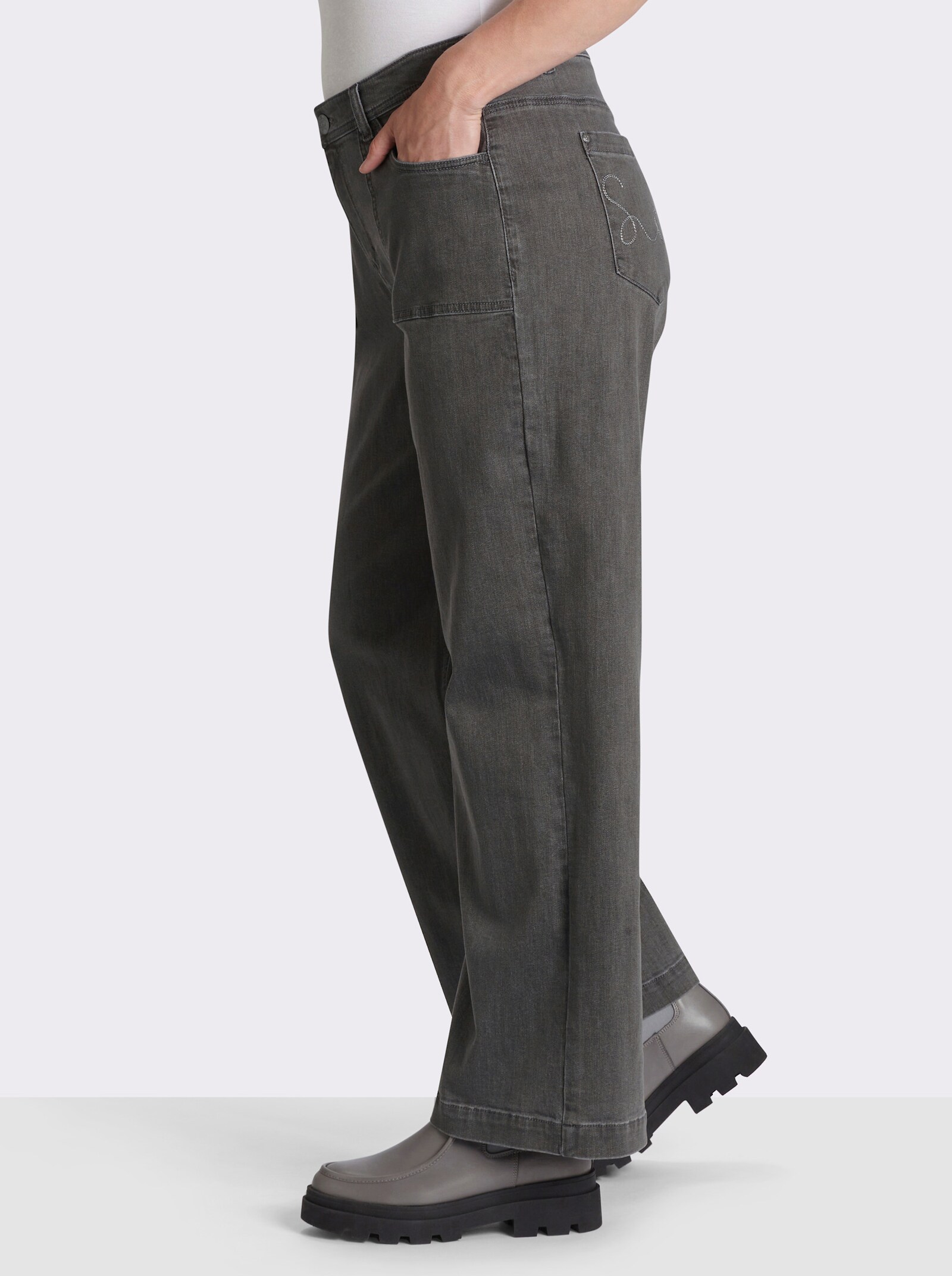 sheego Jeans in weitem Beinverlauf - grey denim