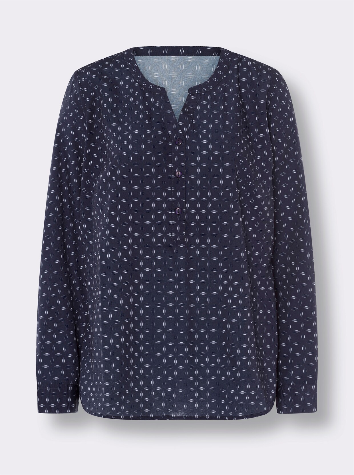 Comfortabele blouse - marine/wit geprint