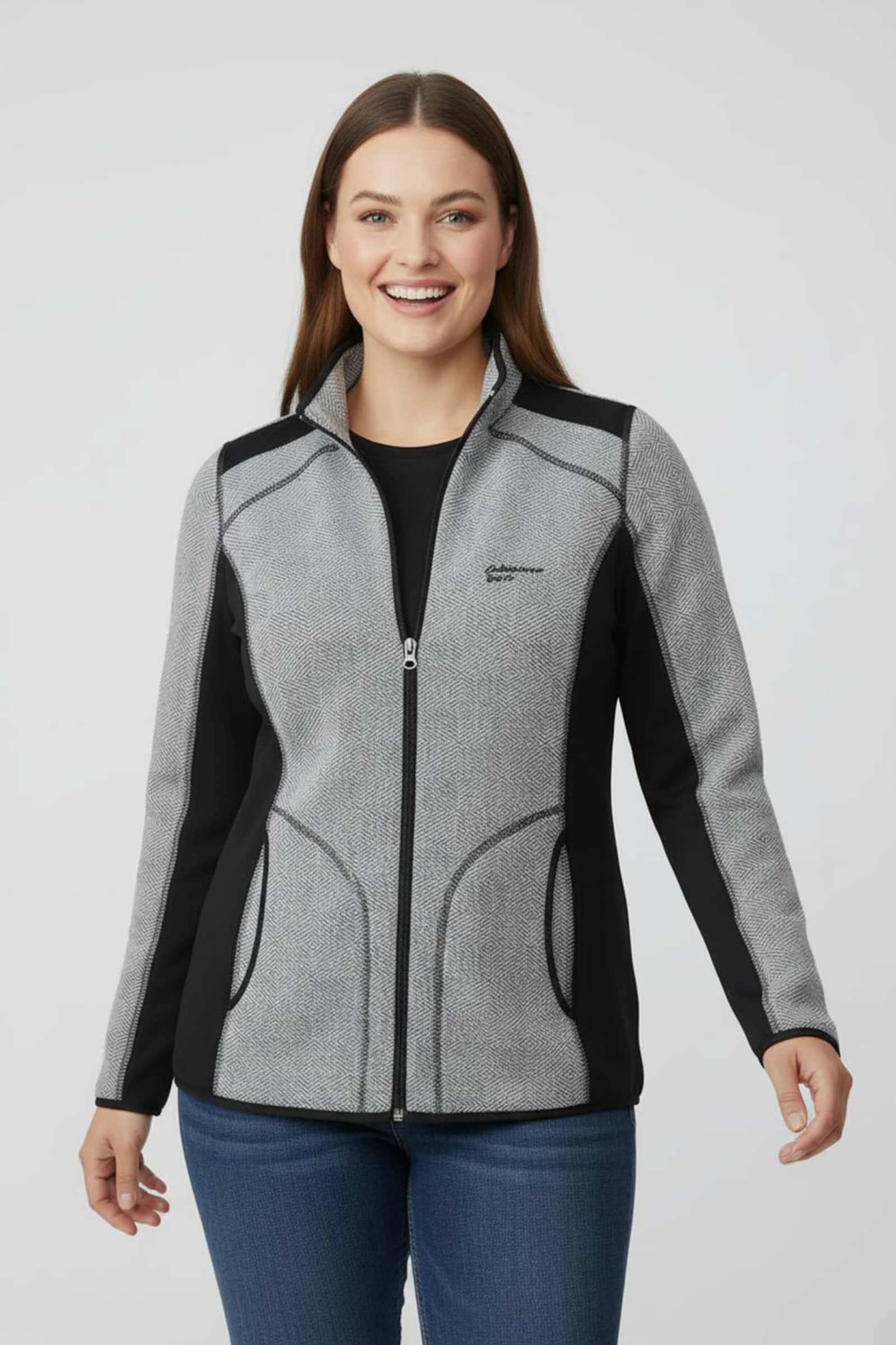Catamaran Sports Strickfleecejacke mit Kontrasteinsätzen - anthrazit-weiß