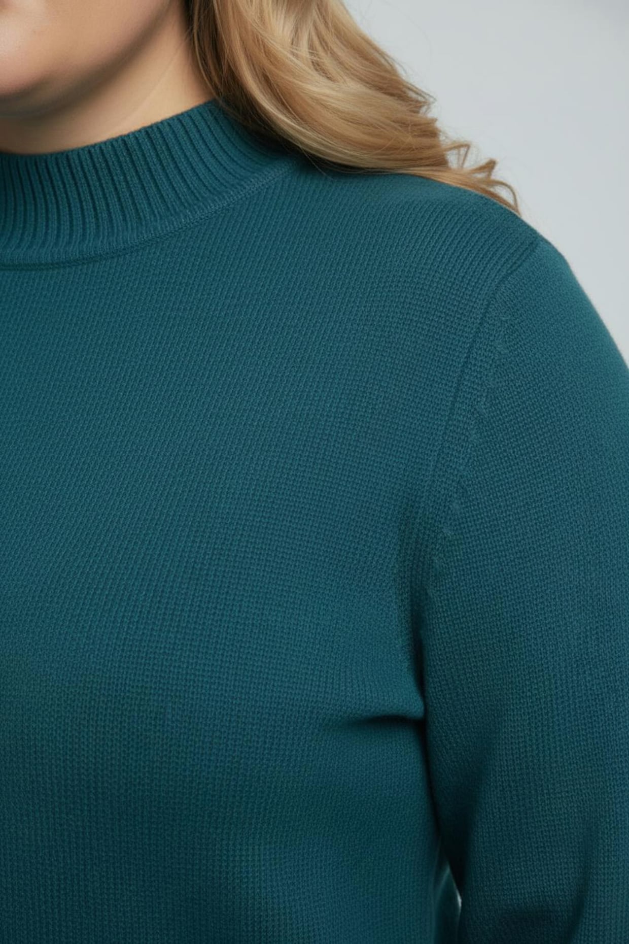 Stehkragenpullover mit Baumwolle - petrol