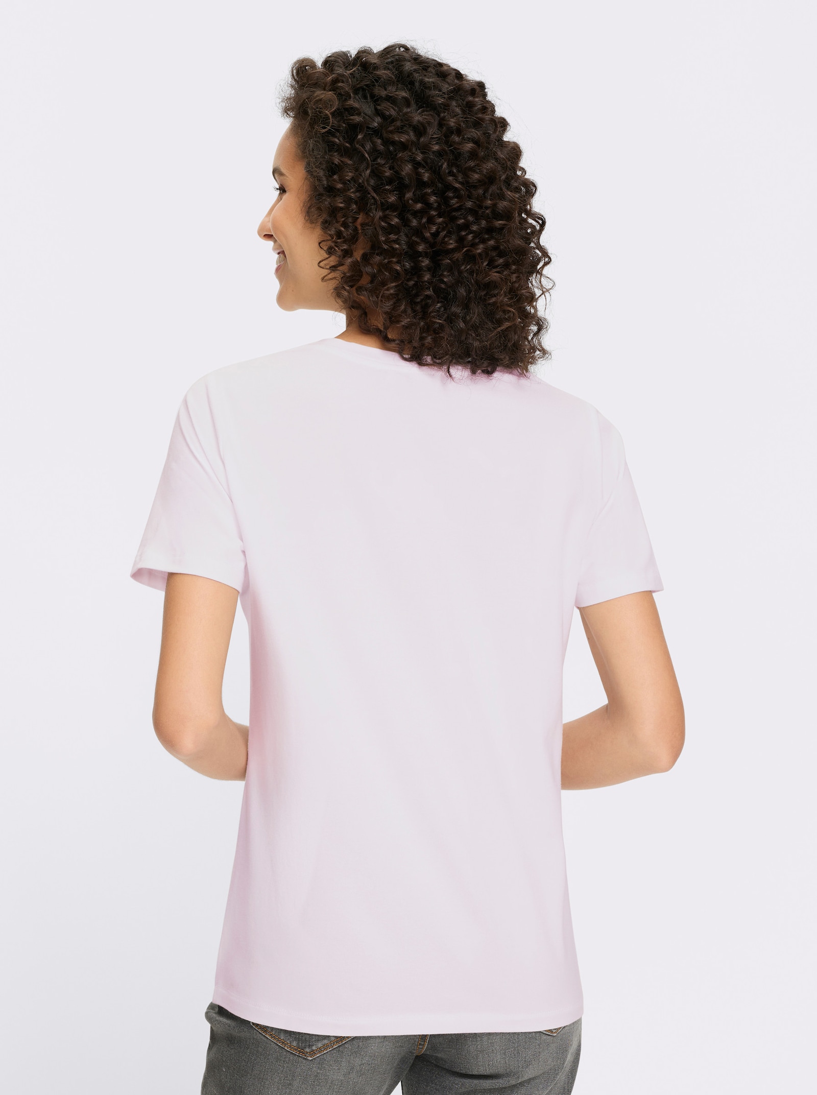 heine Kurzarmshirt mit Metallic-Druck - weiß