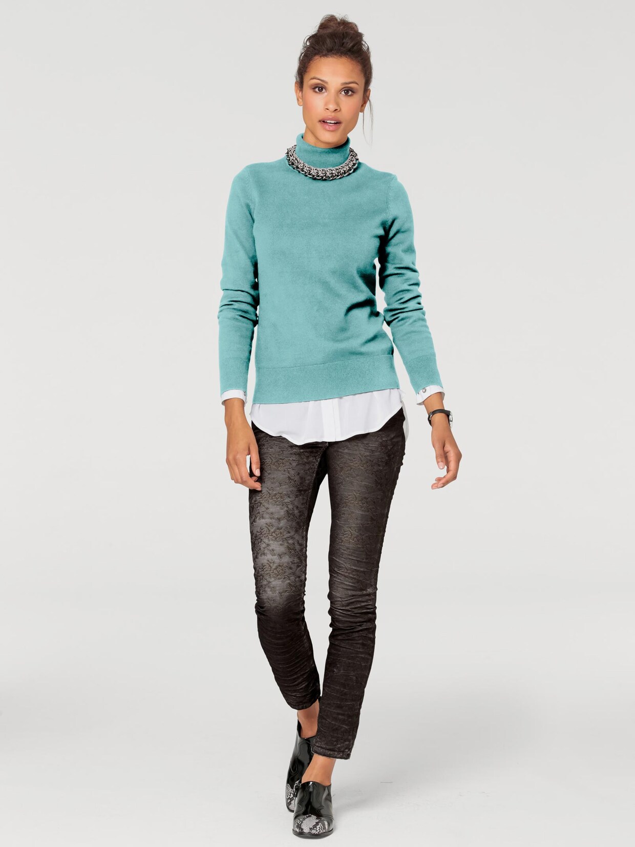 Linea Tesini Rollkragenpullover - aqua