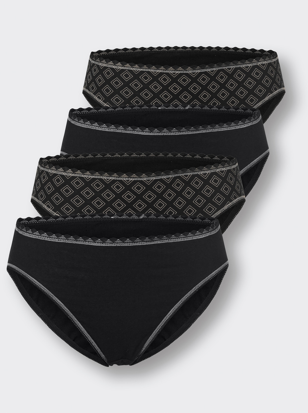 wäschepur Jazzpants - 2x schwarz + 2x schwarz-bedruckt