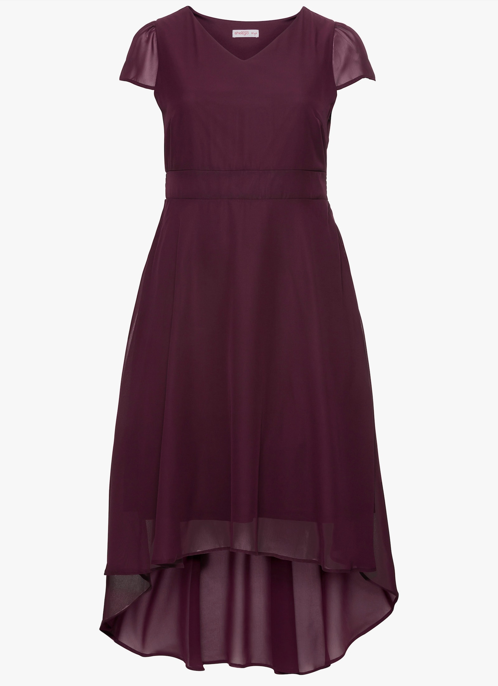 sheego Abendkleid mit Flügelärmeln - aubergine