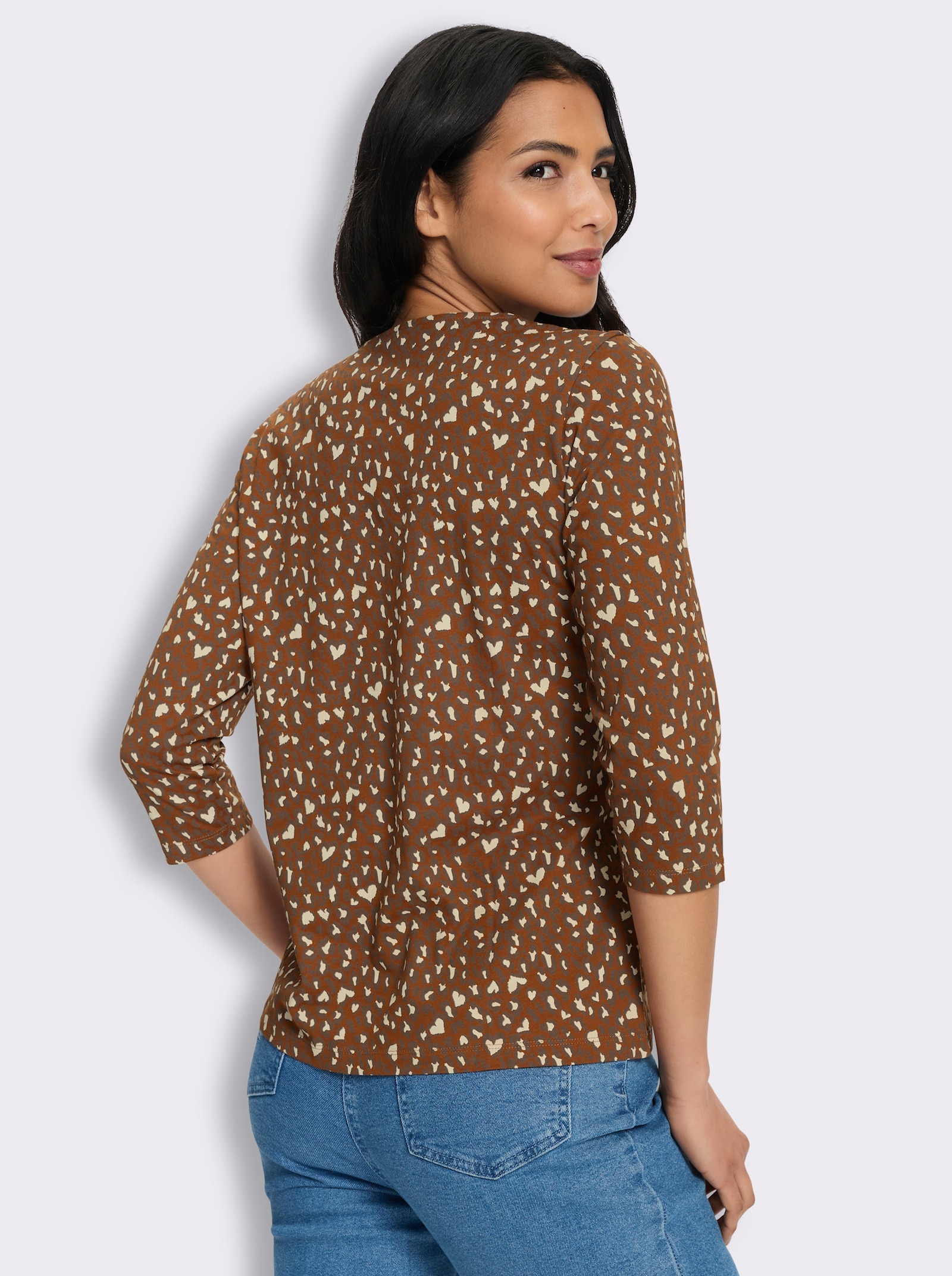 3/4-Arm-Shirt im Mustermix - cognac-sand-bedruckt