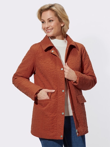 Steppjacke in Velours-Qualität - rostrot