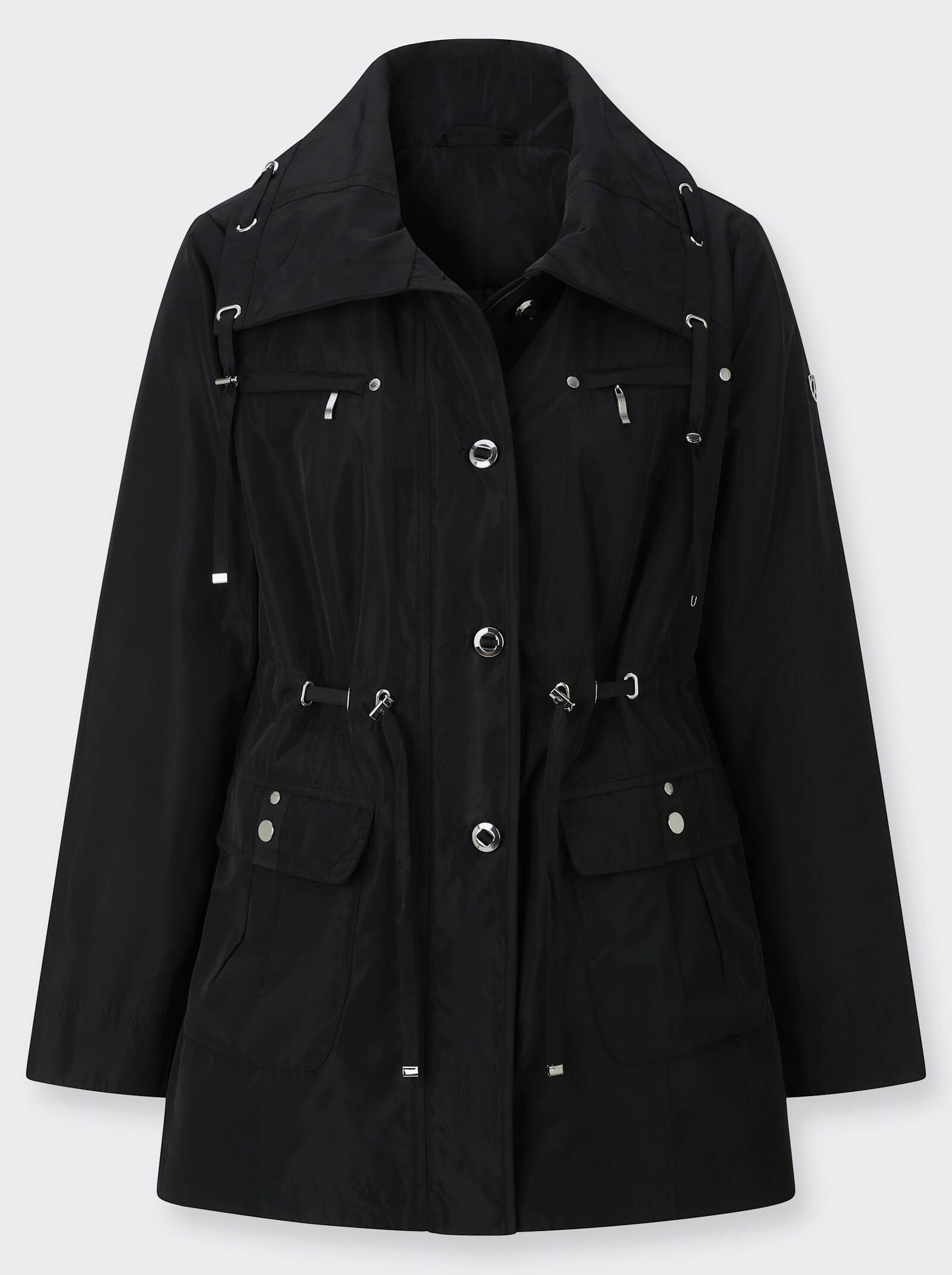 Übergangsjacke mit Umlegekragen - schwarz