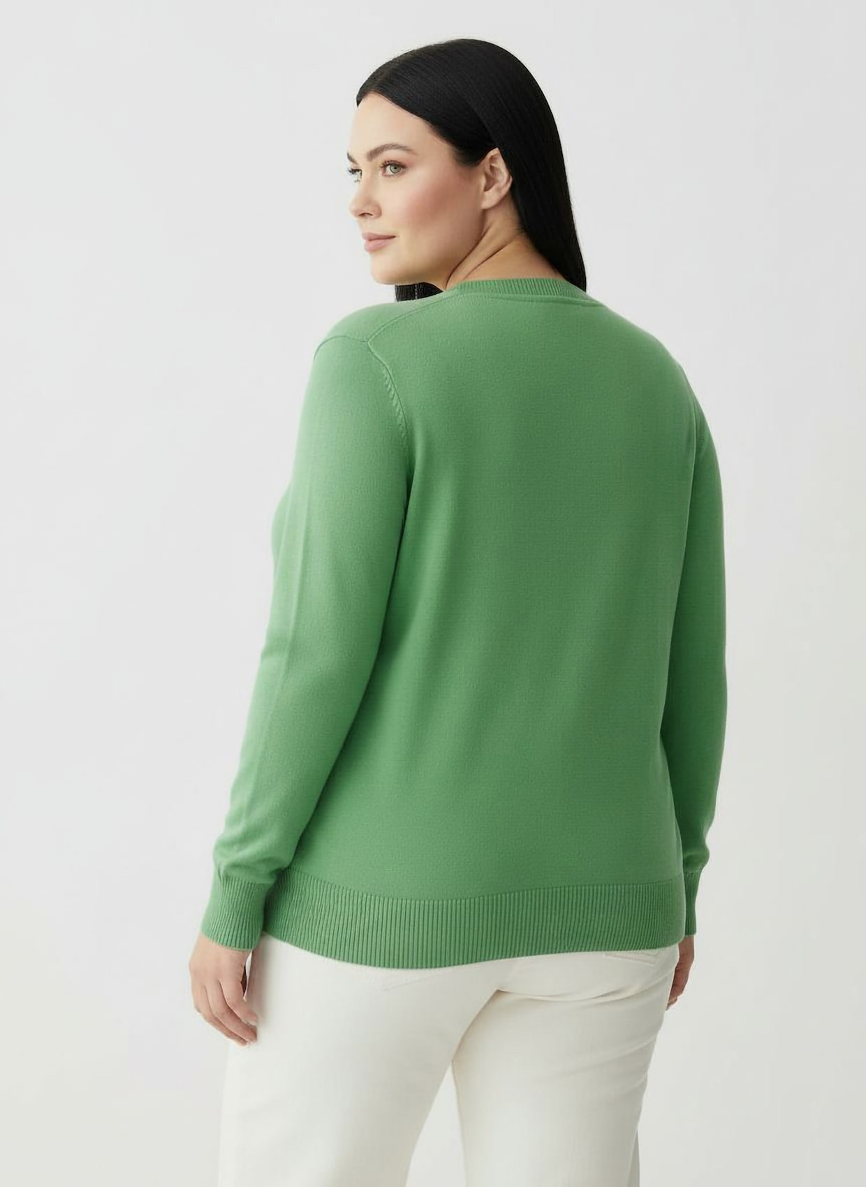 Strickjacke mit V-Ausschnitt - apfel