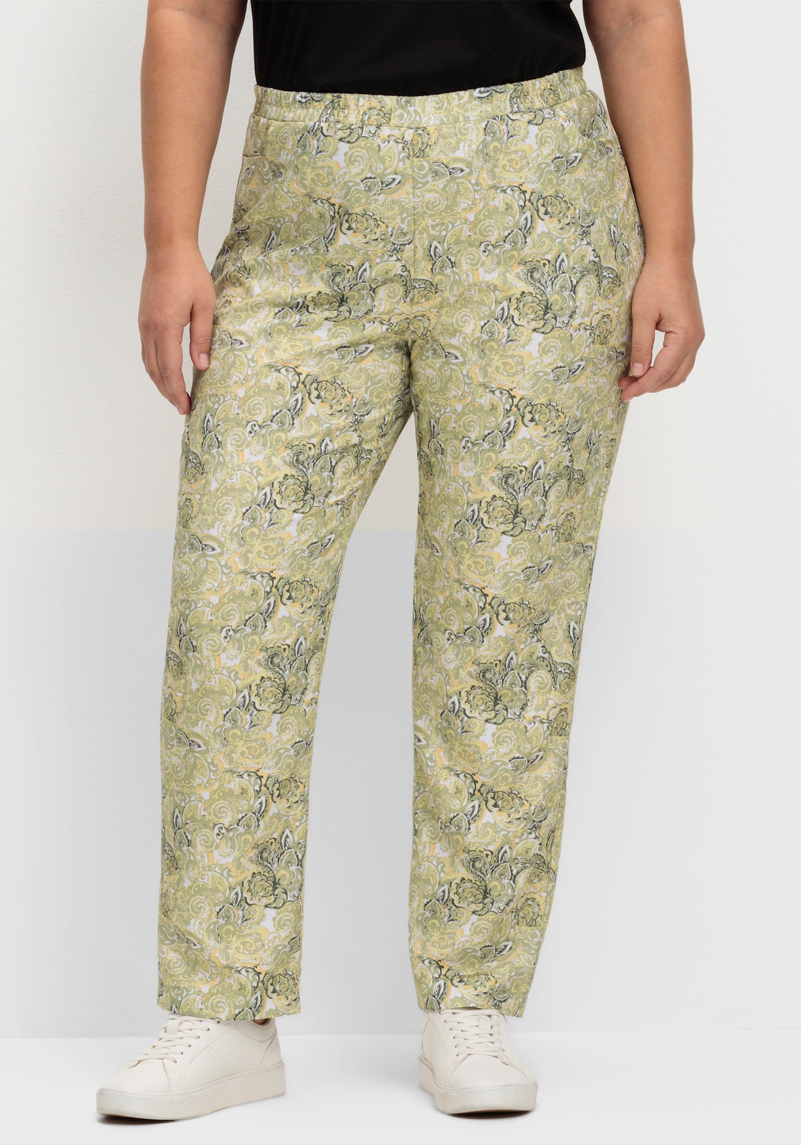 Druckhose mit Paisley-Muster - lindgrün-zitrone-bedruckt
