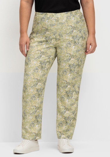 Druckhose mit Paisley-Muster - lindgrün-zitrone-bedruckt