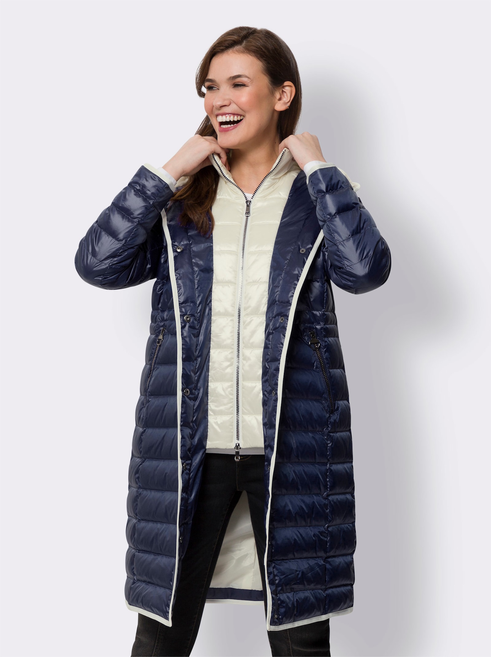 heine Manteau matelassé avec rembourrage en plumes et duvet - marine