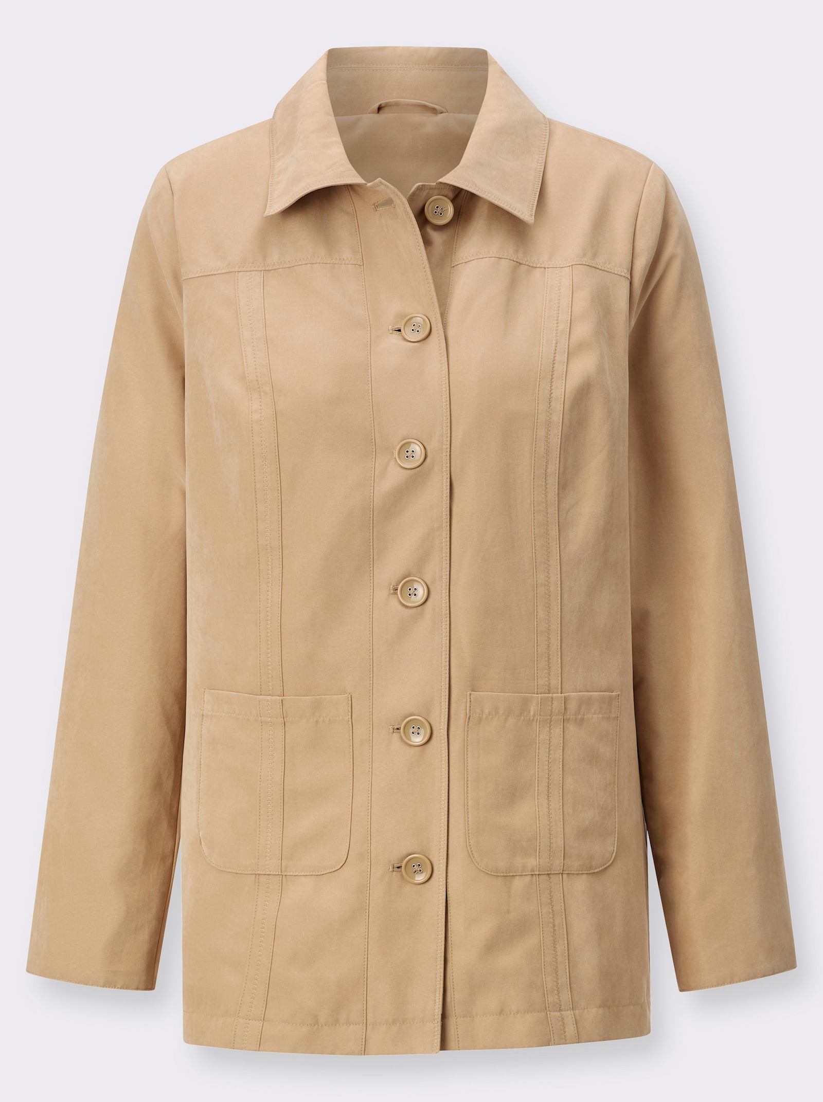 Lederimitatjacke mit Zick-Zack-Nähten - camel