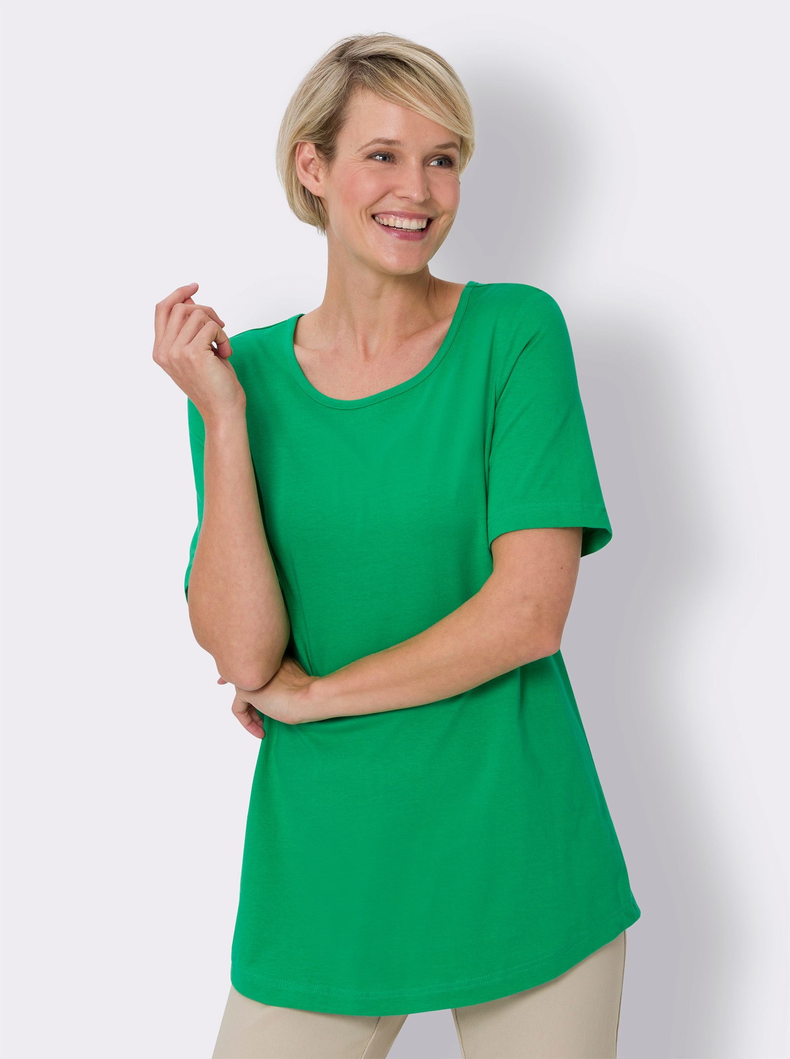 Longshirt im Doppelpack - grasgrün + marine