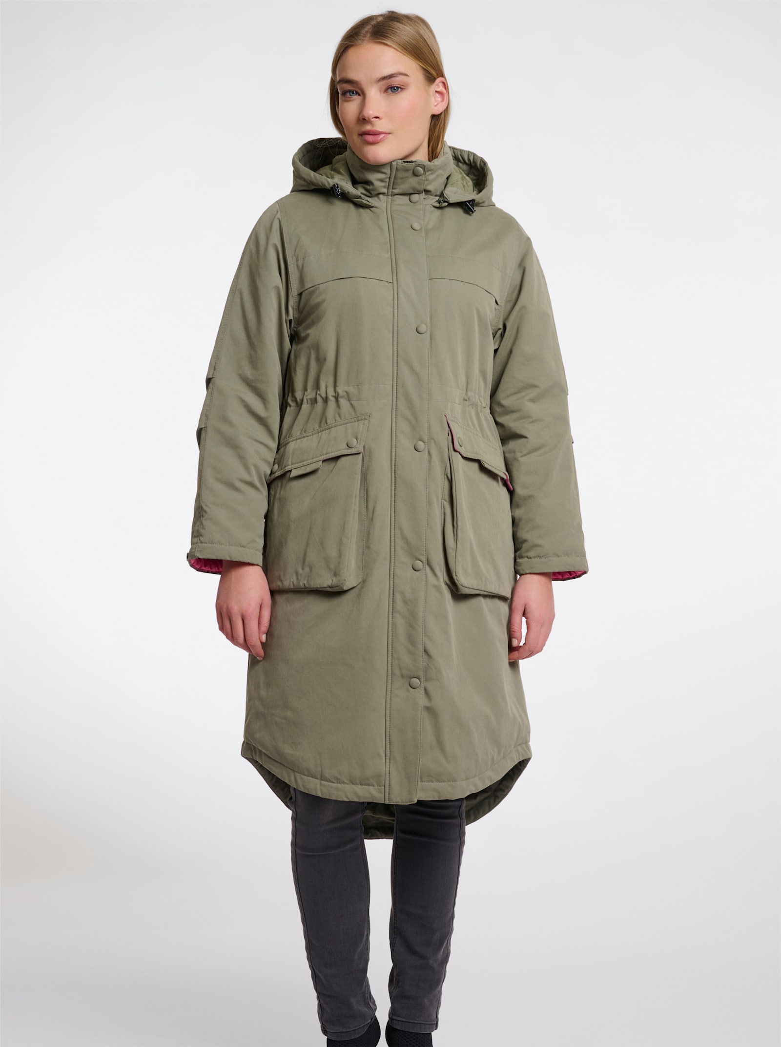 Rino & Pelle Wintermantel mit Kontrastfutter - khaki