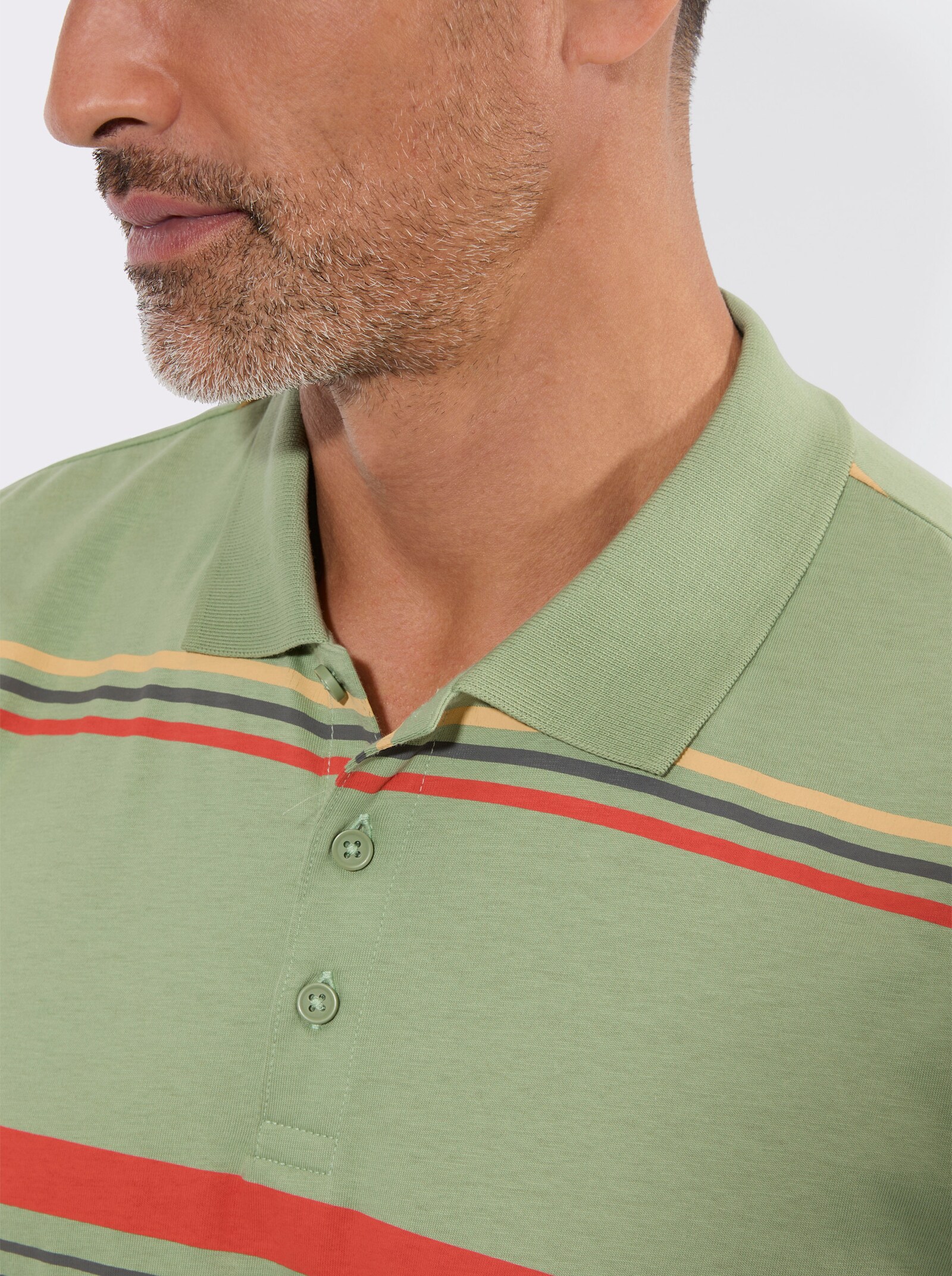 Poloshirt im Ringelmuster - eucalyptus-geringelt