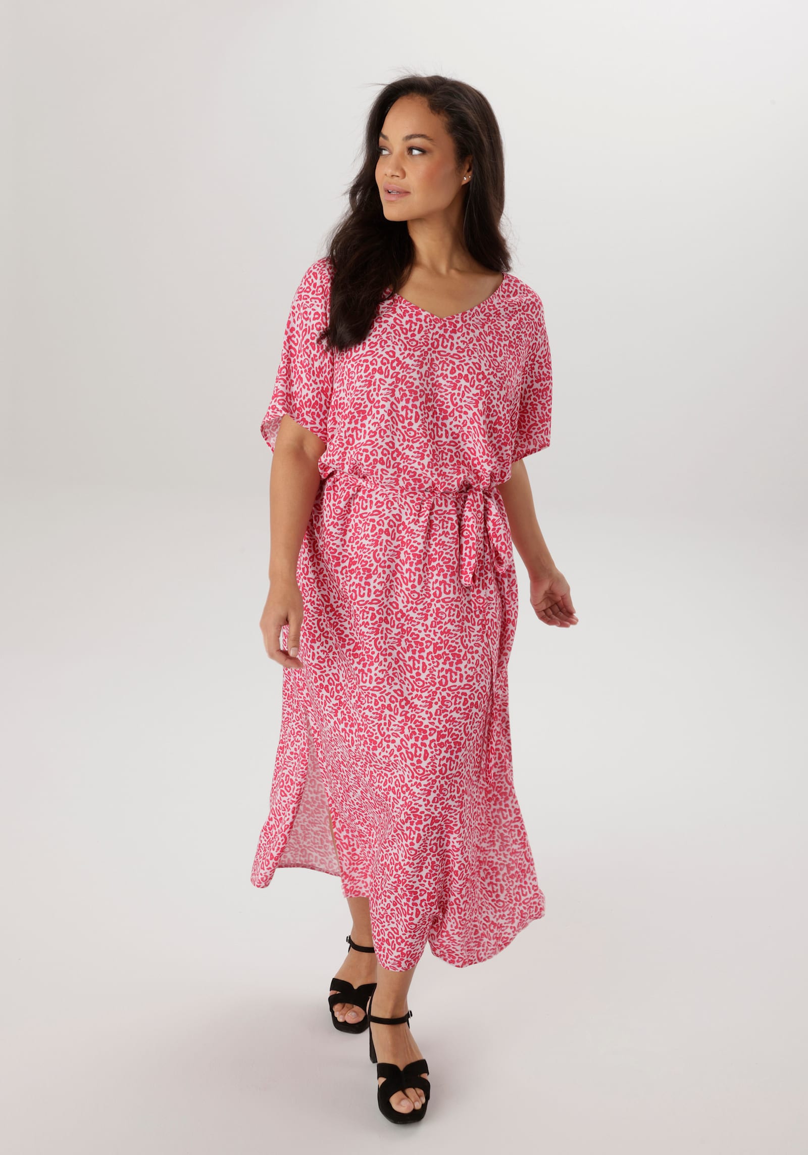 Aniston PLUS Strandkleid - weiß-pink-flieder