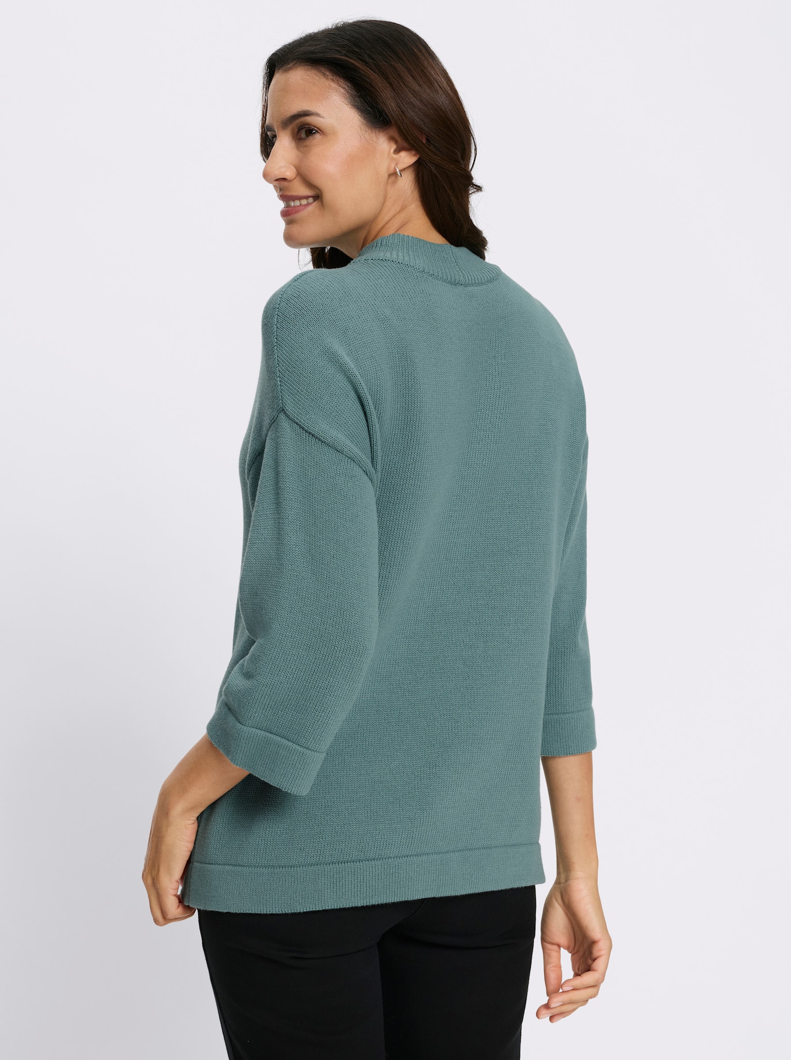 Stehkragenpullover mit 3/4-Ärmeln - jade