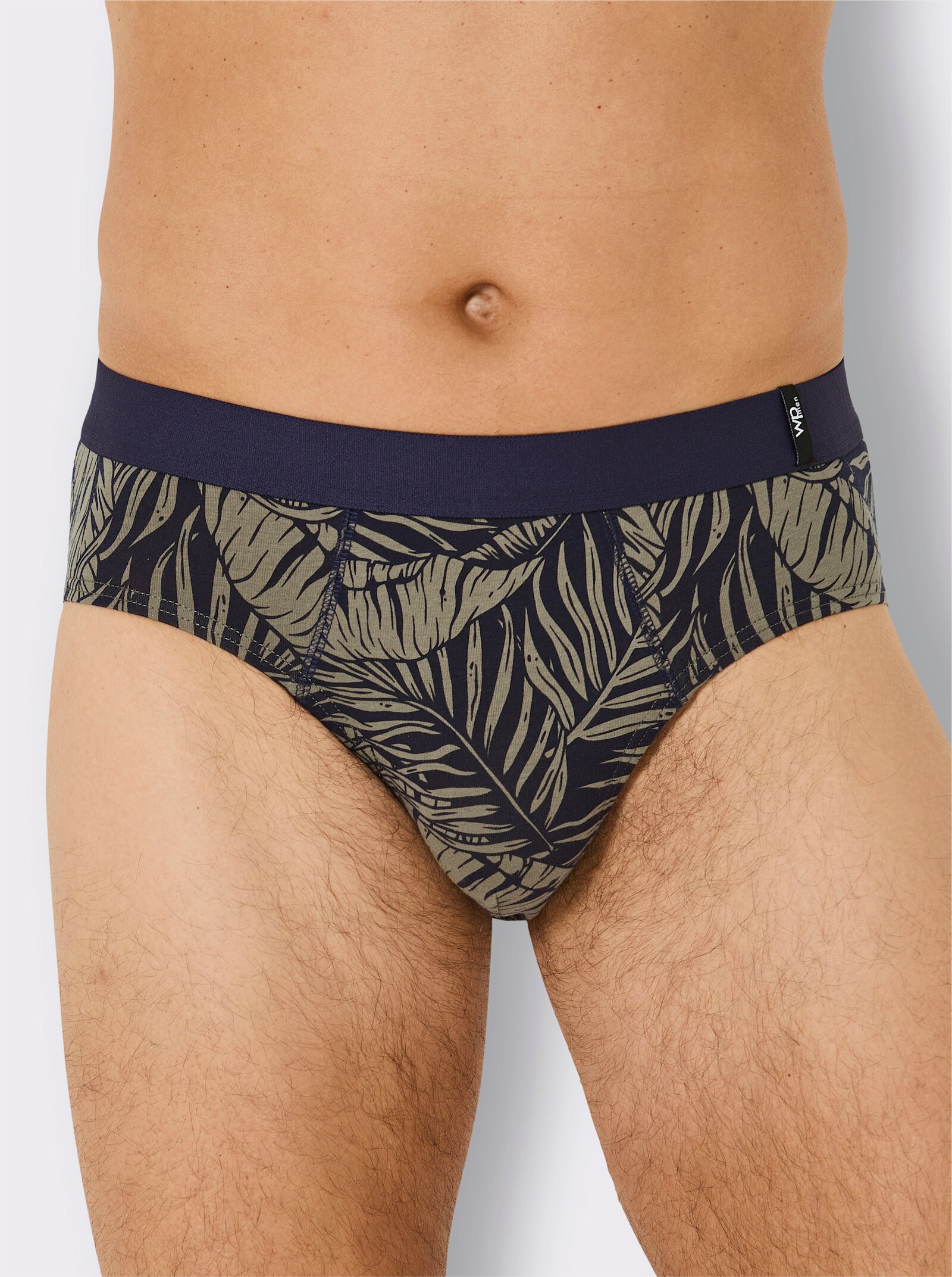 wäschepur men Slip im 3er-Pack - marine-khaki-bedruckt + marine + khaki