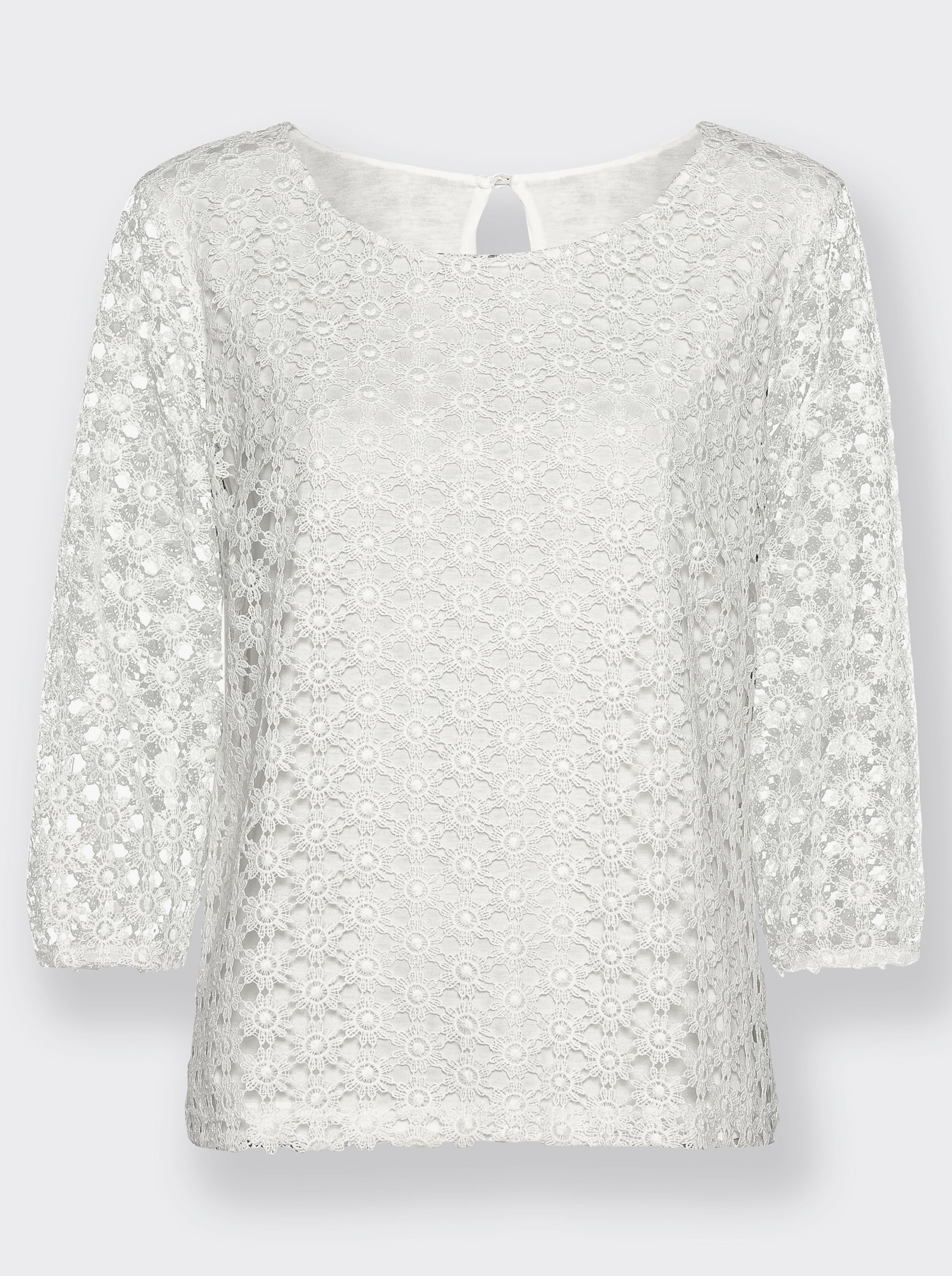 Spitzenshirt , am Body blickdicht unterlegt - ecru