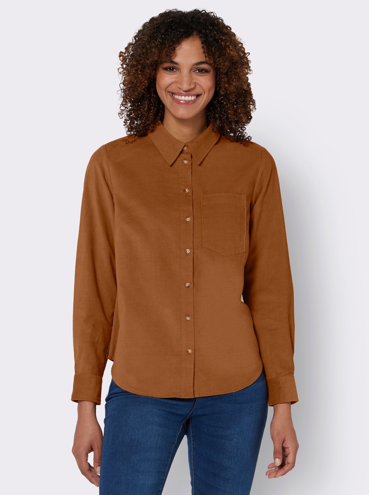 Overhemdblouse - cognac