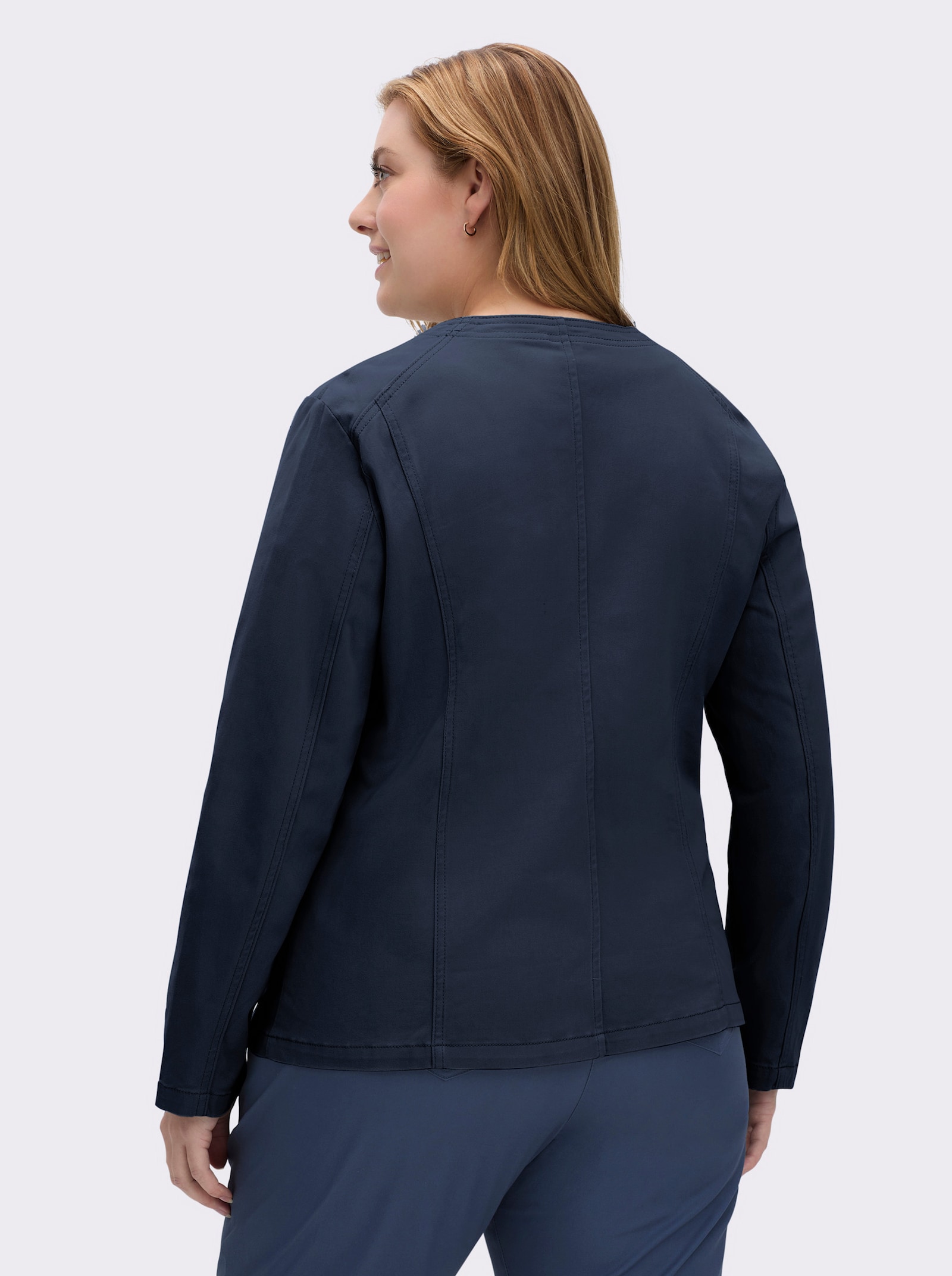 Jeansblazer mit Zier-Reißverschlüssen - marine