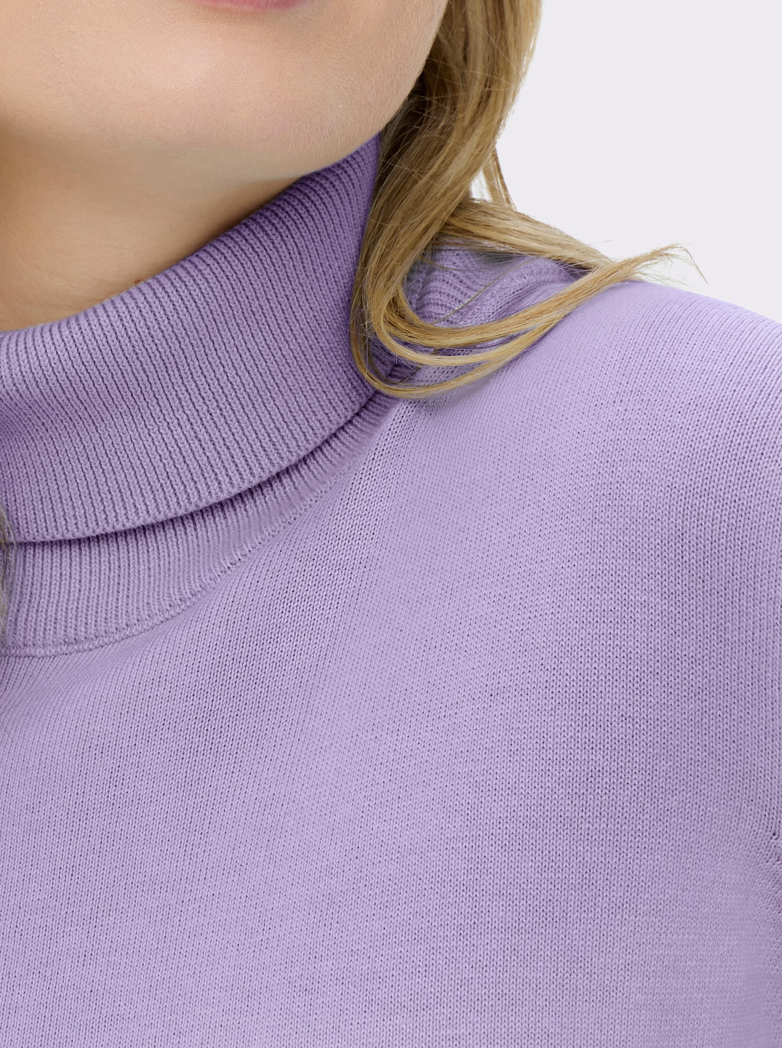 Rollkragenpullover aus reiner Baumwolle - flieder