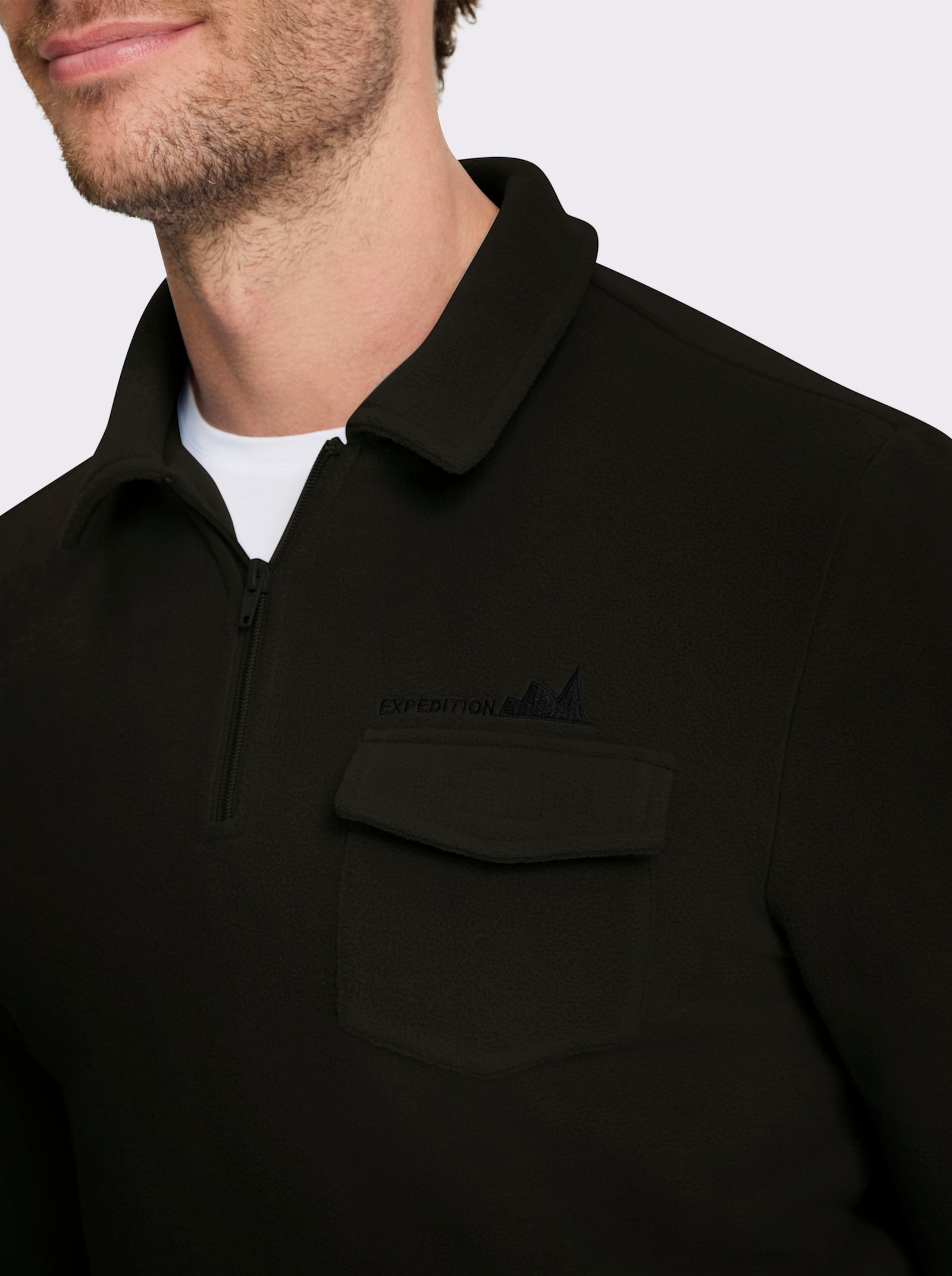 Catamaran Fleeceshirt mit Klettverschluss-Brusttasche - graphit