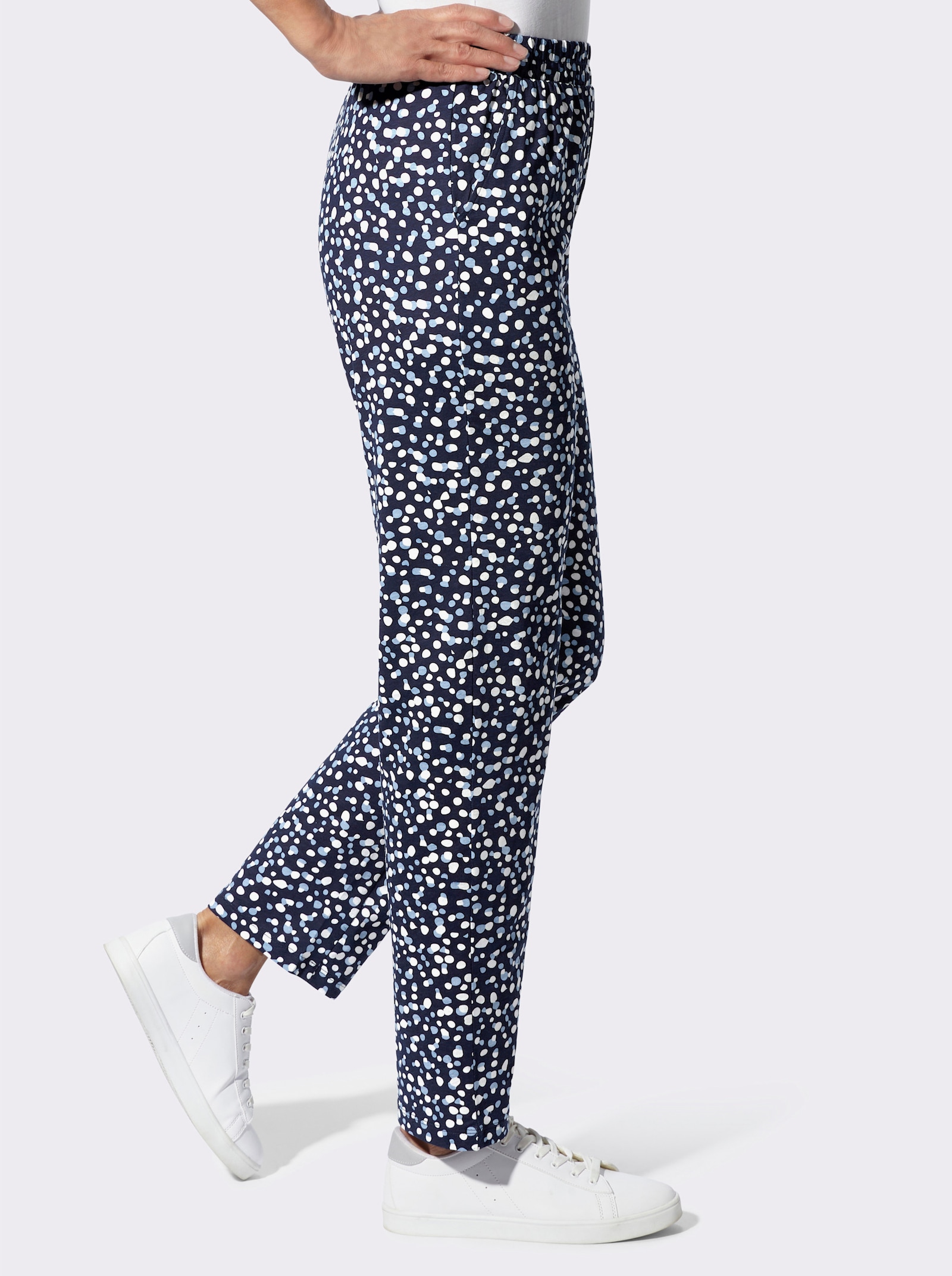 Freizeithose mit Grafik-Print - marine-bleu-bedruckt