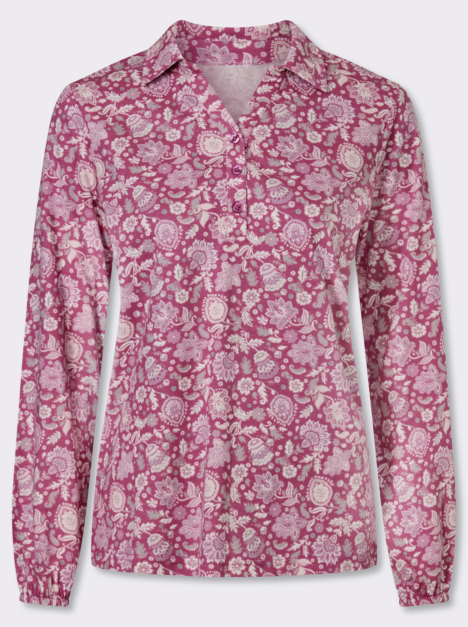 Poloshirt mit floralem Alloverprint - erika-bedruckt