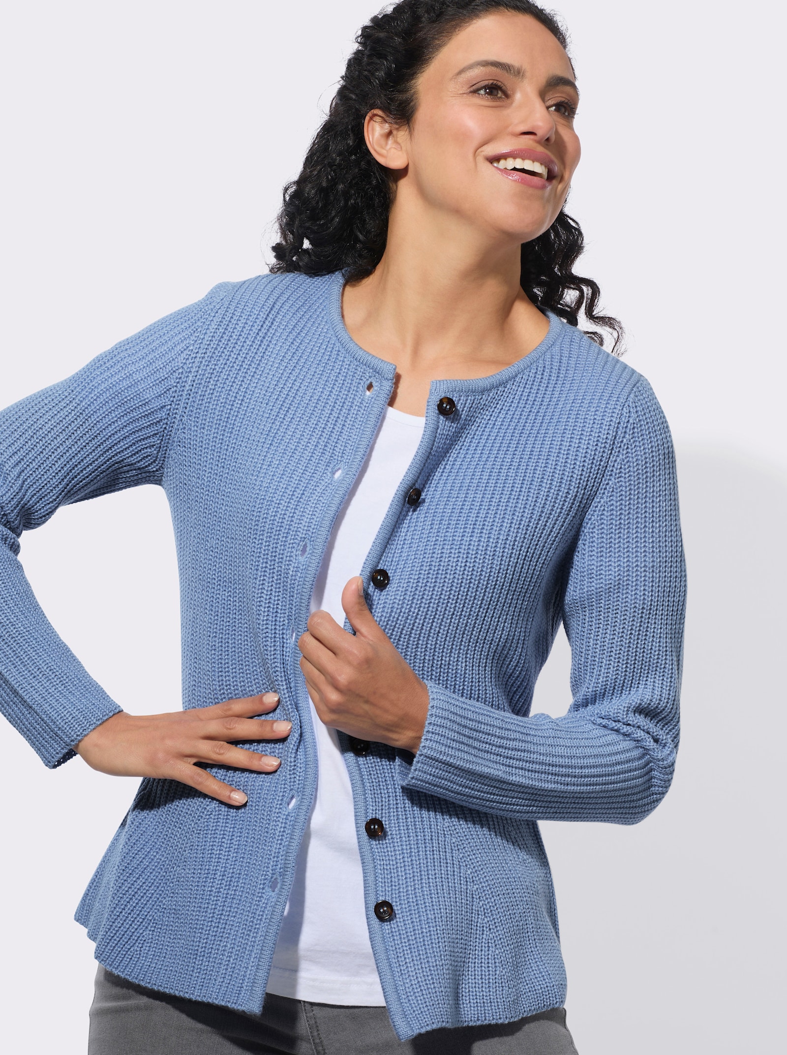 Strickjacke in weicher Qualität - bleu