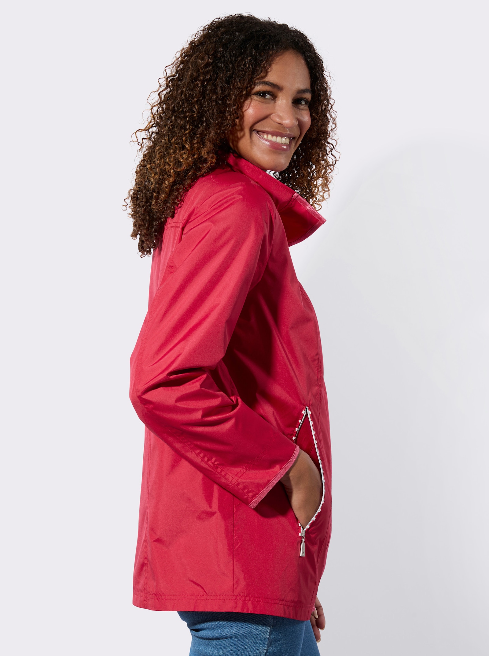 Jacke - erdbeere-weiss