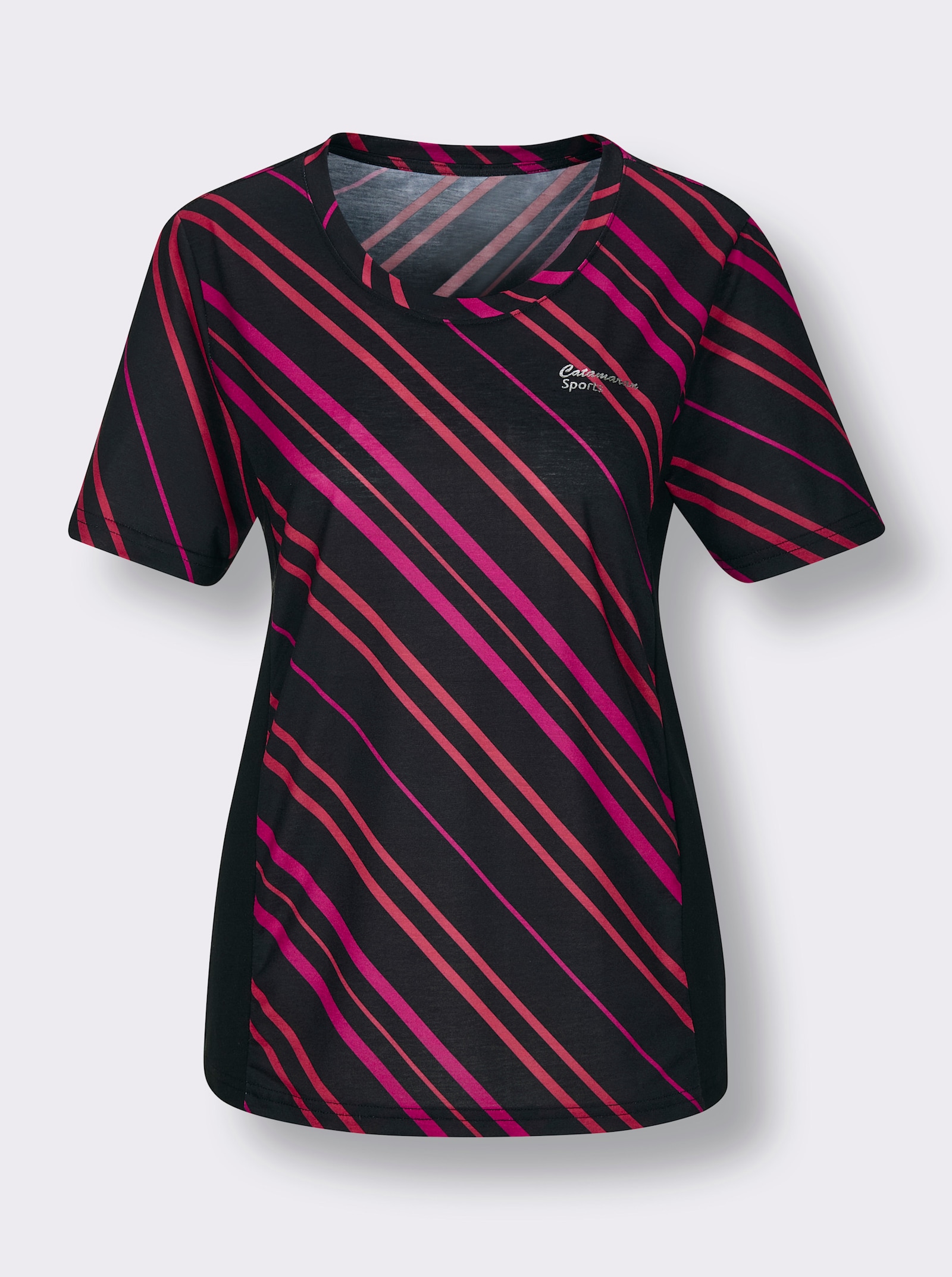 Catamaran Sports Functioneel shirt met contrastinzetten - magenta bedrukt