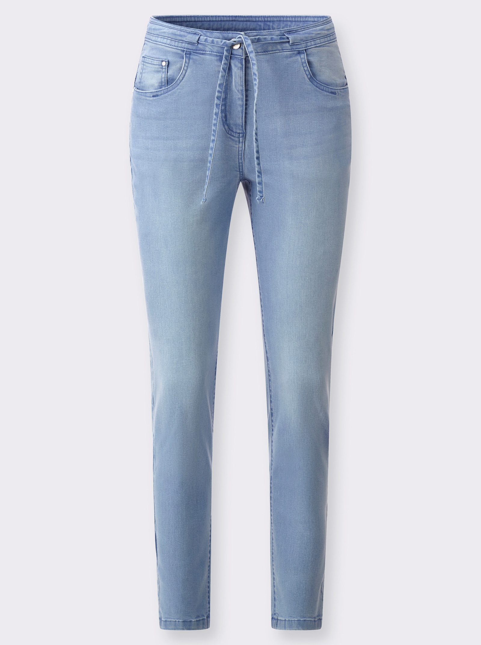 heine 5-Pocket-Jeans mit Bindeband am Bund - blue-bleached