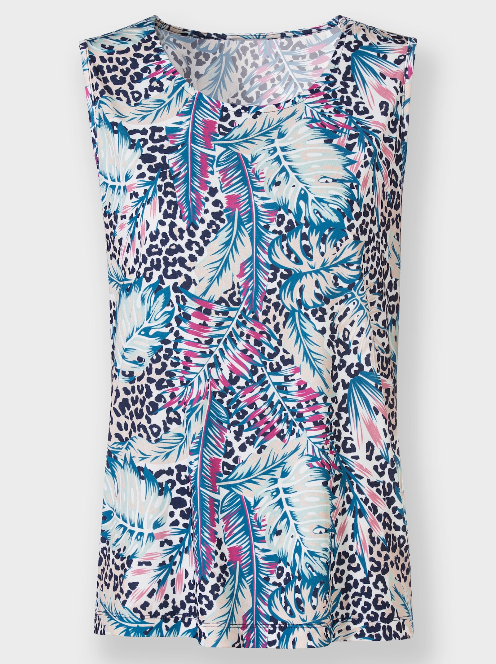 Shirttop mit Druck allover - ecru-marine-bedruckt