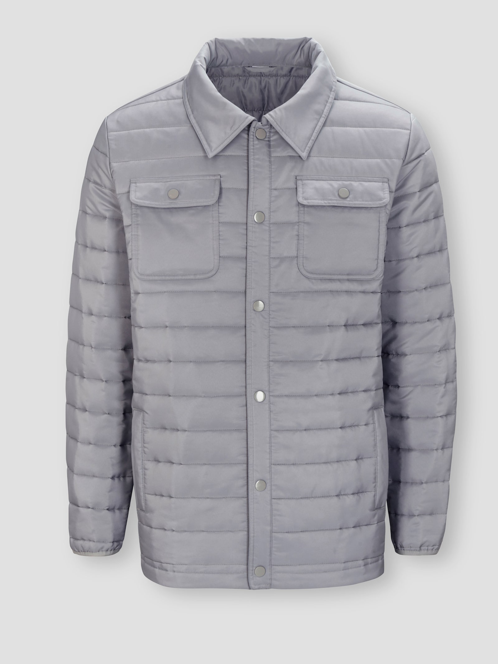 Steppjacke mit Druckknopfleiste - steingrau