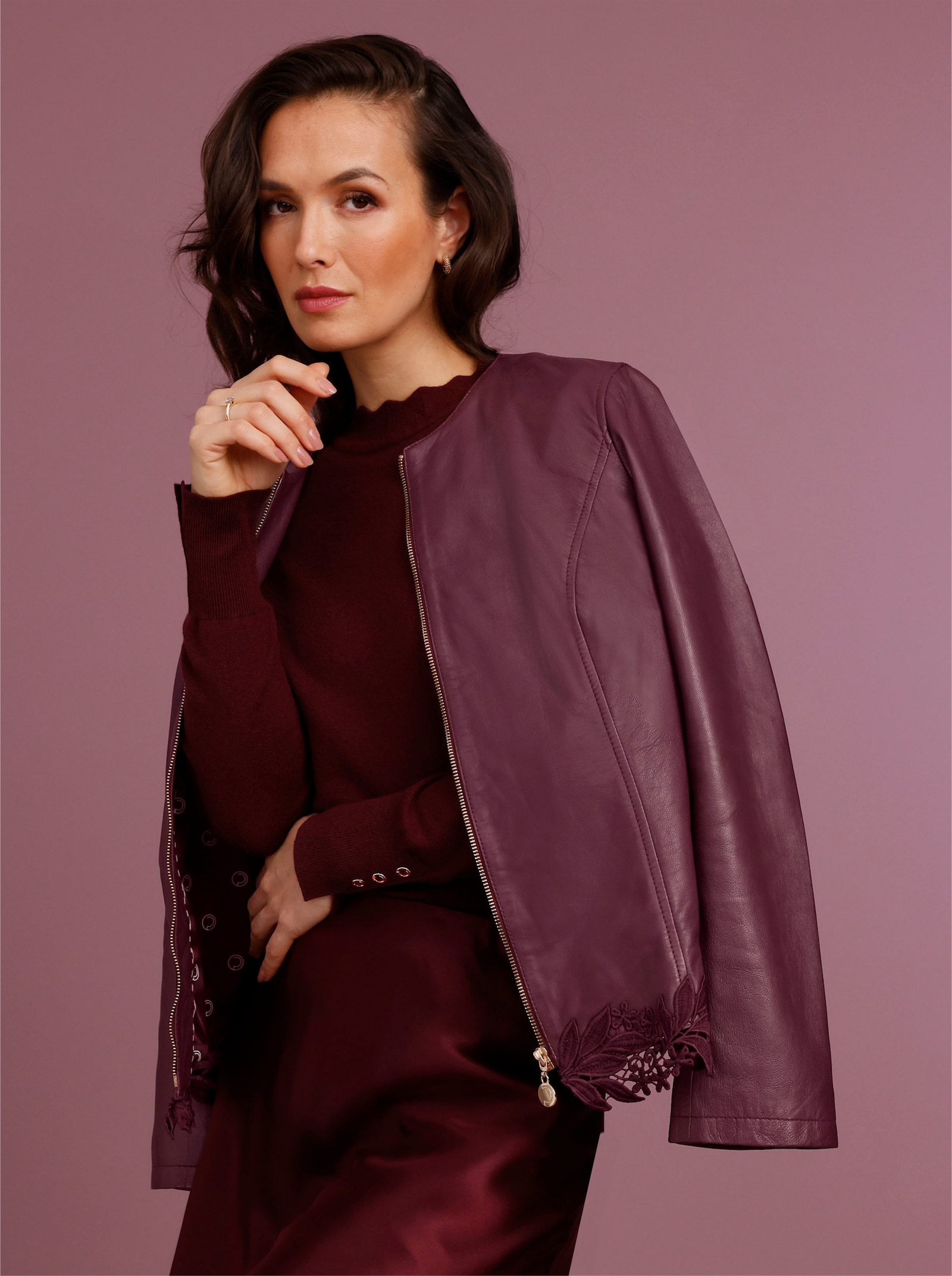 CREATION L PREMIUM Lederblazer - burgund