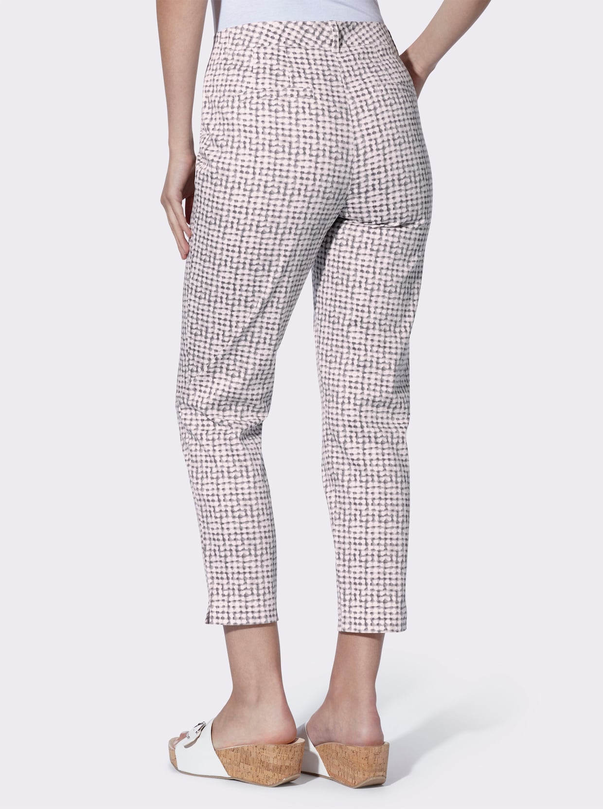 heine Druckhose - hellgrau-ecru-bedruckt