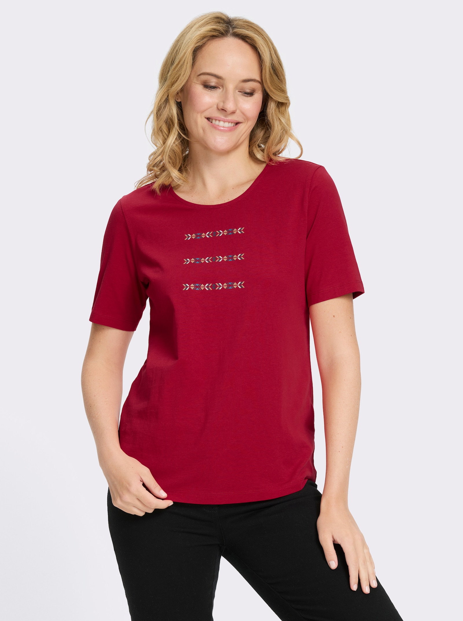 Kurzarmshirt mit platziertem Druck - rot