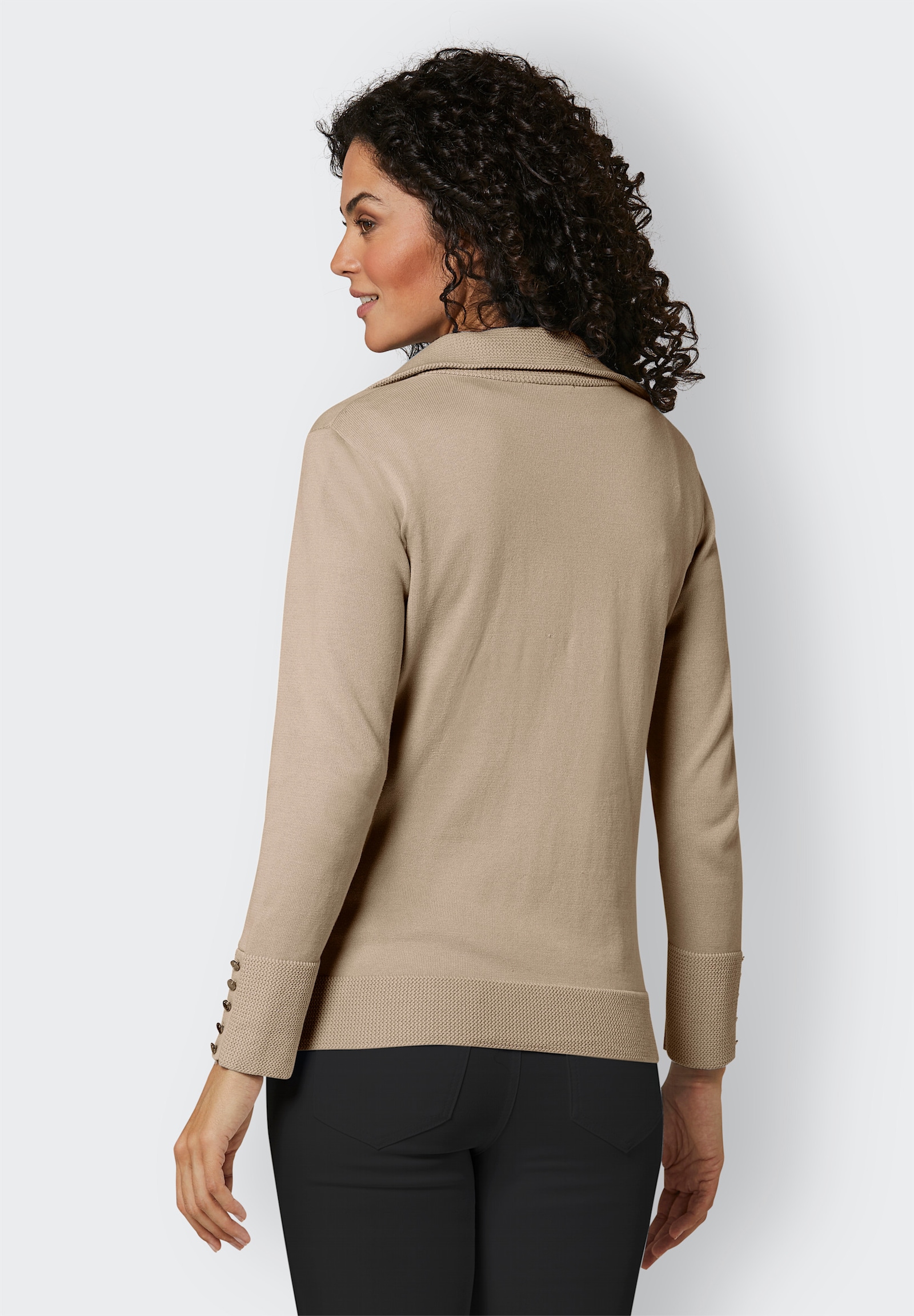 CREATION L PREMIUM Strickjacke aus mercerisierter Baumwolle - beige