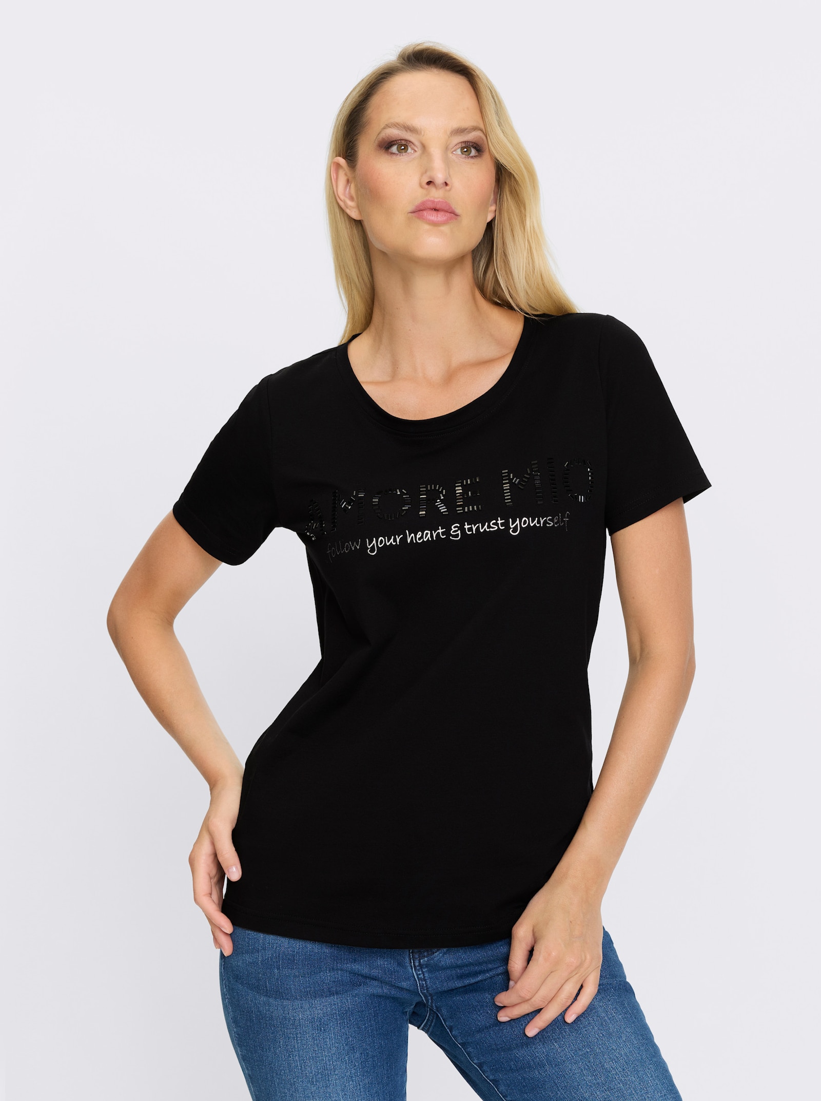 heine T-shirt à manches courtes avec inscription - noir