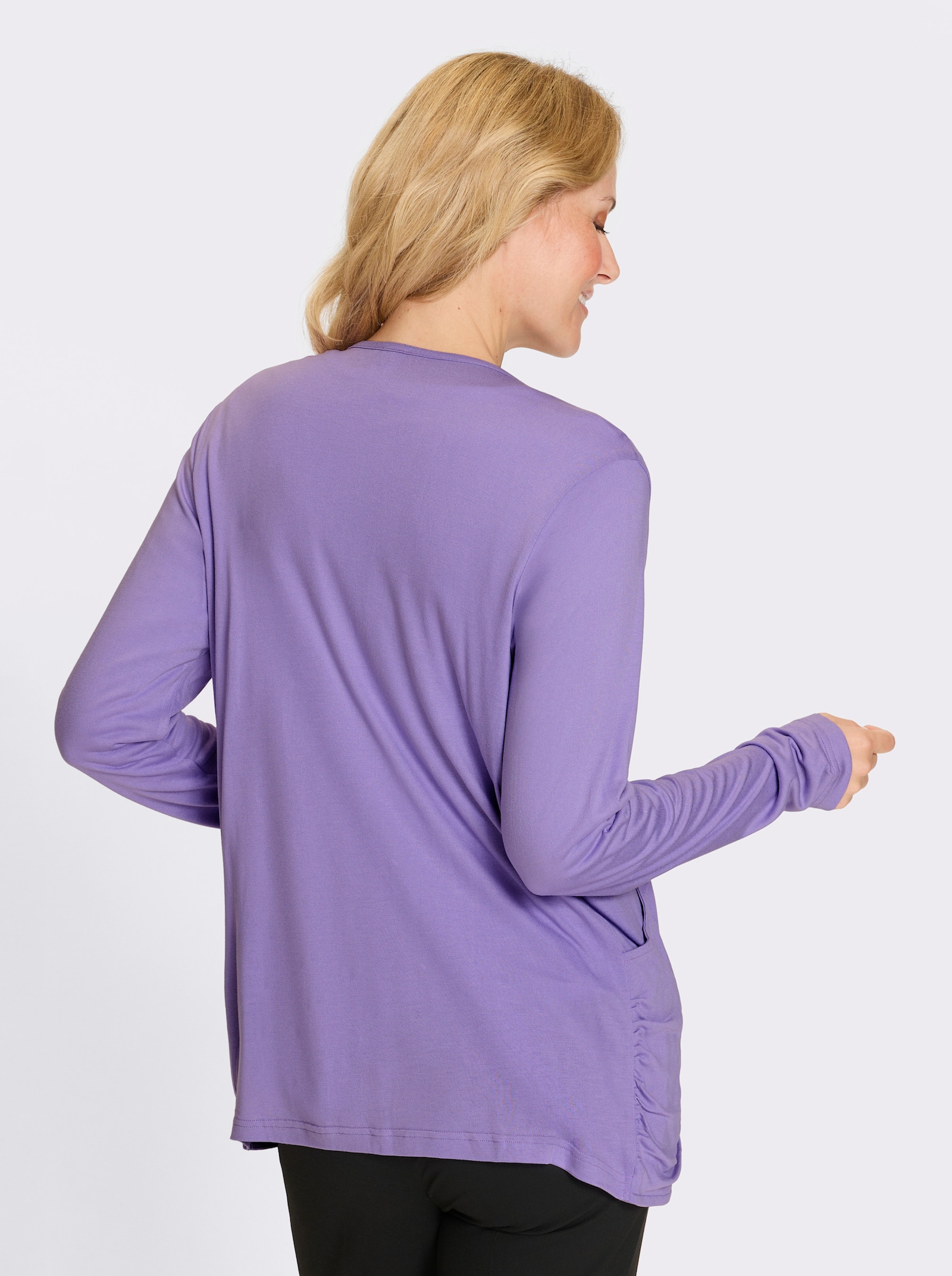 Kabátik, vpredu dve vrstvy - levanduľová