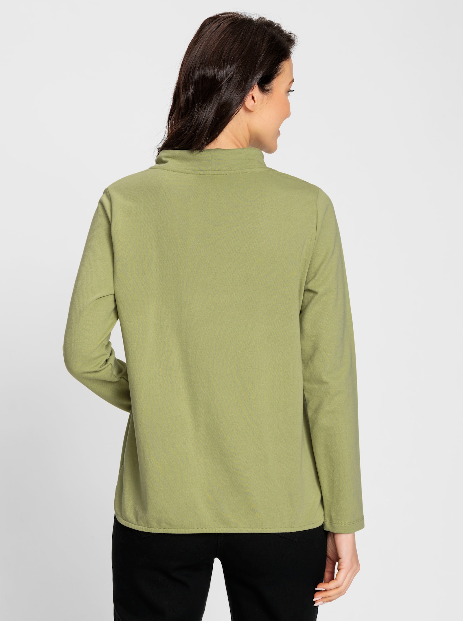 Sweatshirt mit halsfernem Stehkragen - lindgrün