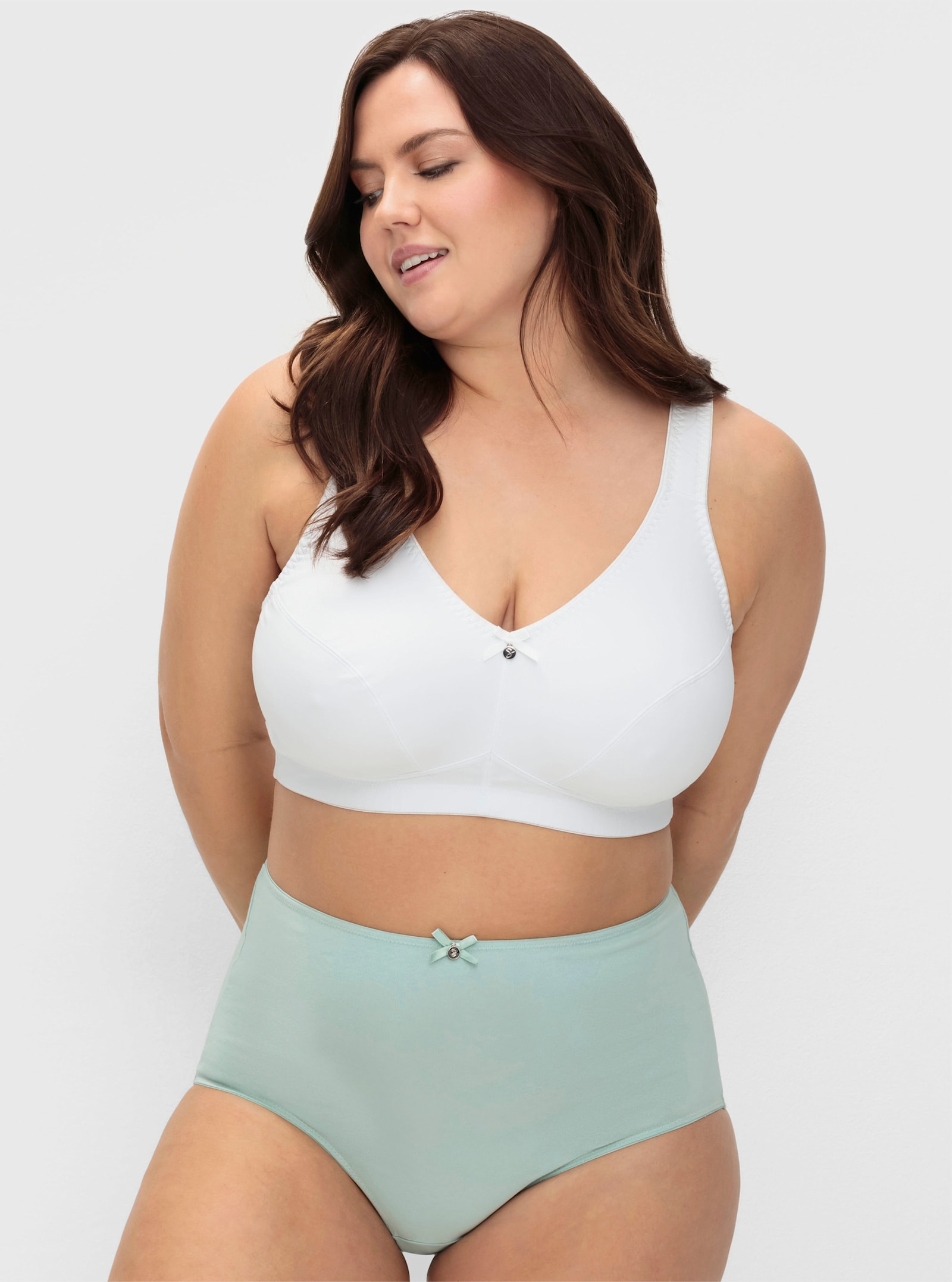 sheego Entlastungs-BH ohne Bügel im Doppelpack - mint+weiß