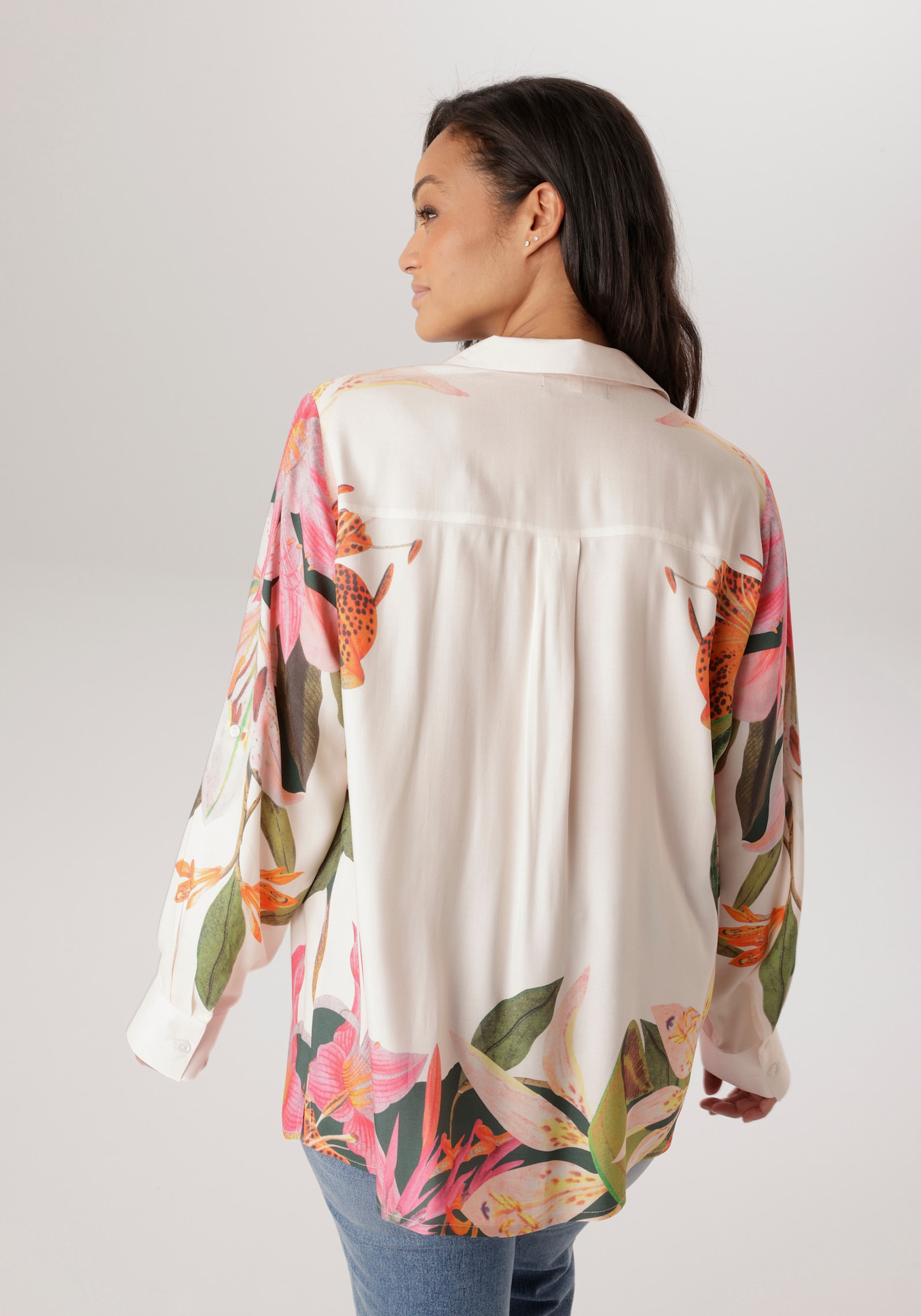 Aniston PLUS Hemdbluse - natur-pink-grün-orange-rose