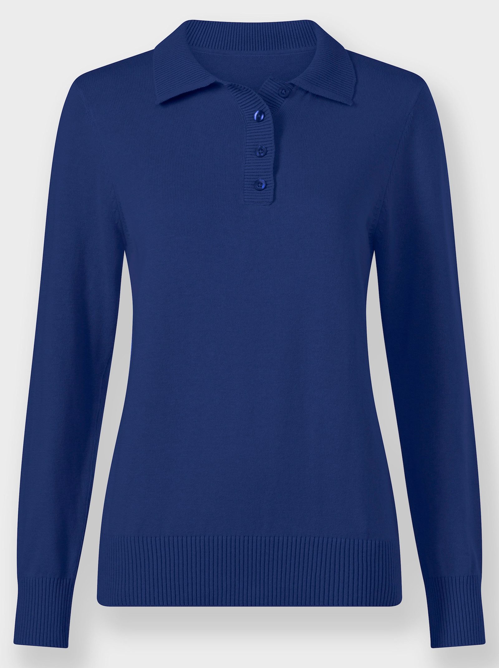 Polopullover mit kurzer Knopfleiste - royalblau