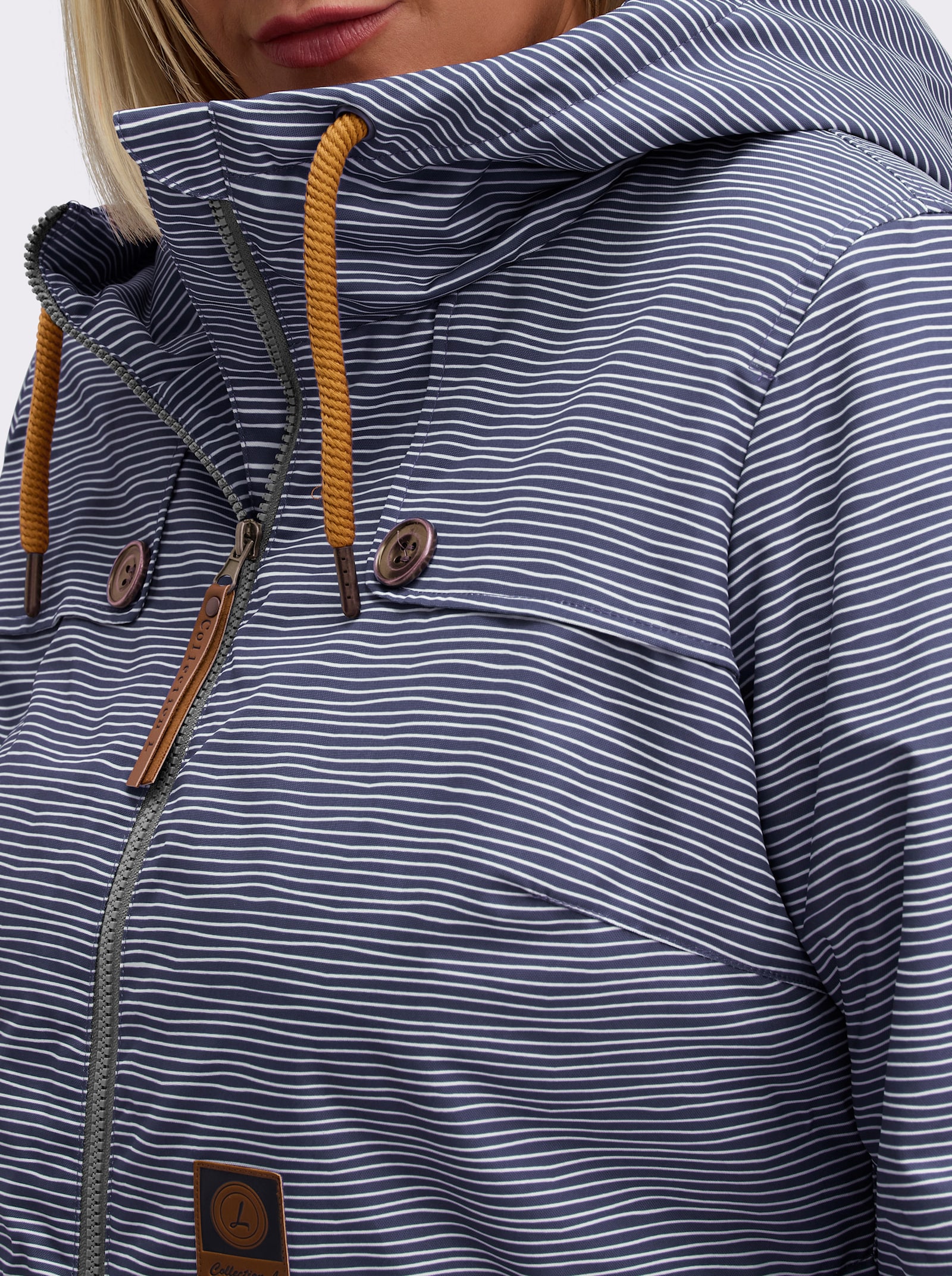 Jacke wind- und wasserabweisend - marine-weiß-geringelt