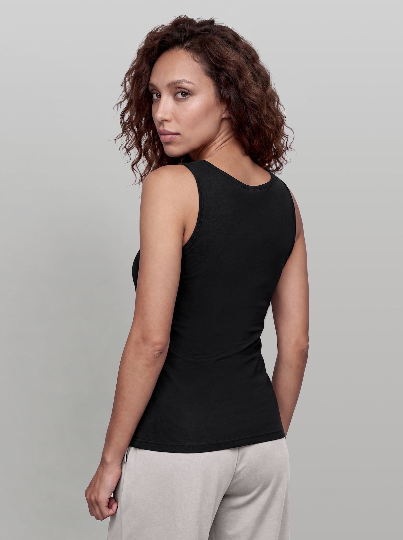 heine Shirttop mit Leinen - schwarz