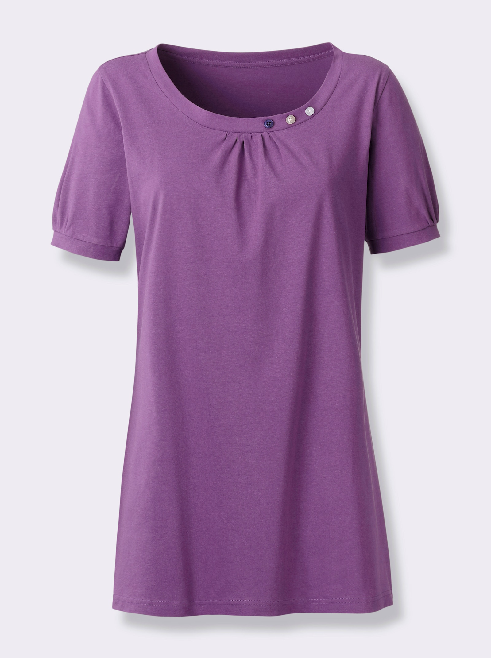 Lang shirt met gerimpelde hals - paars